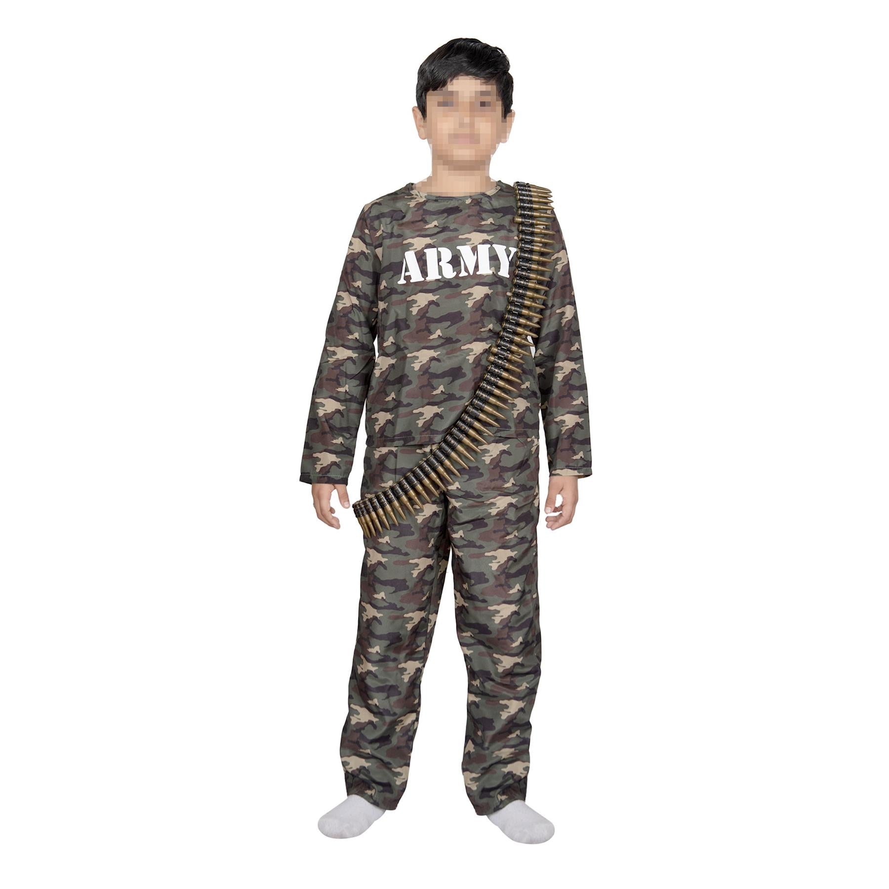 Kids Army Costume Soldier Role Play Halloween Military Camouflage Uniform Outfit