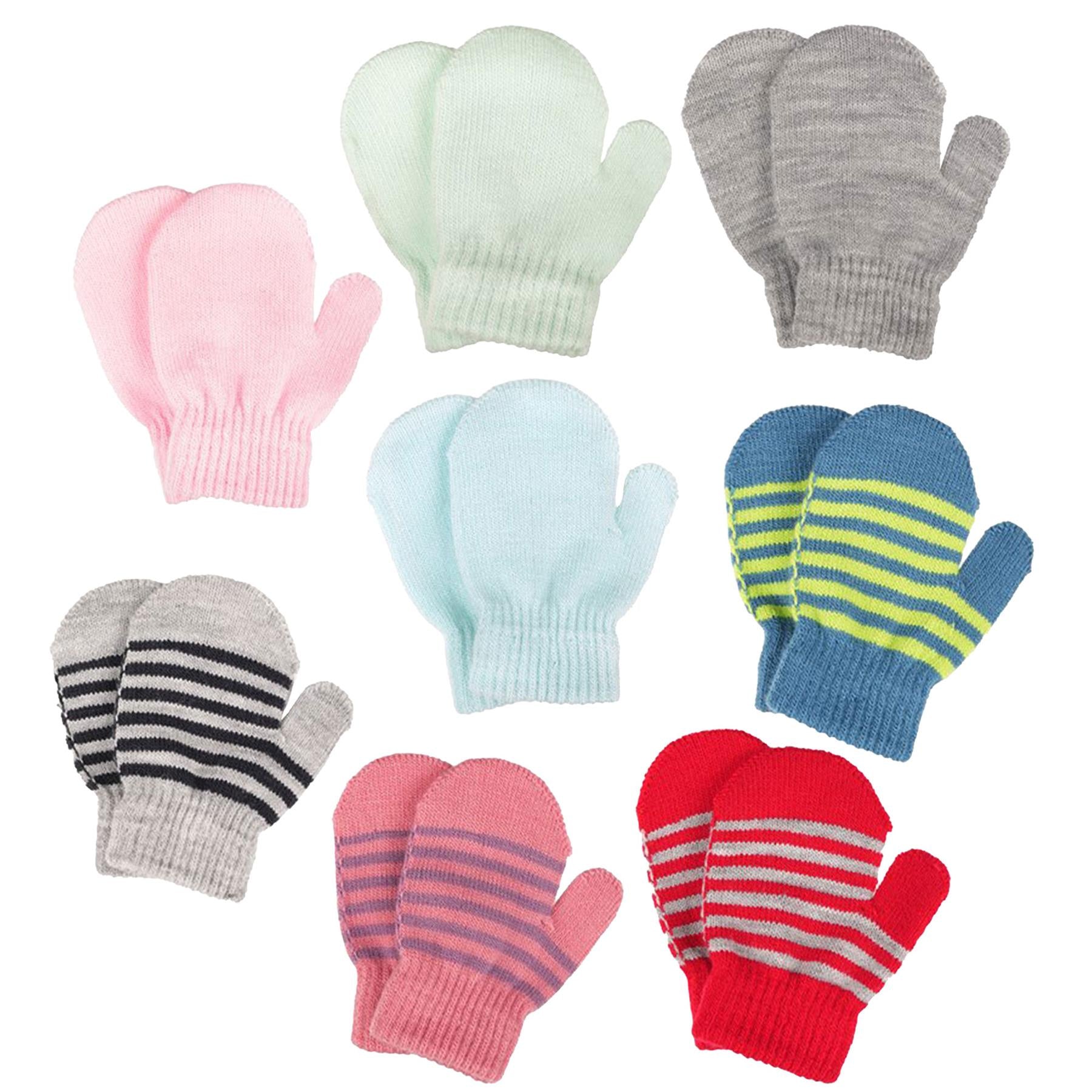 Baby 4 Pack Mittens Winter Warm Gloves One Size Fit Full Finger Knitted Mittens