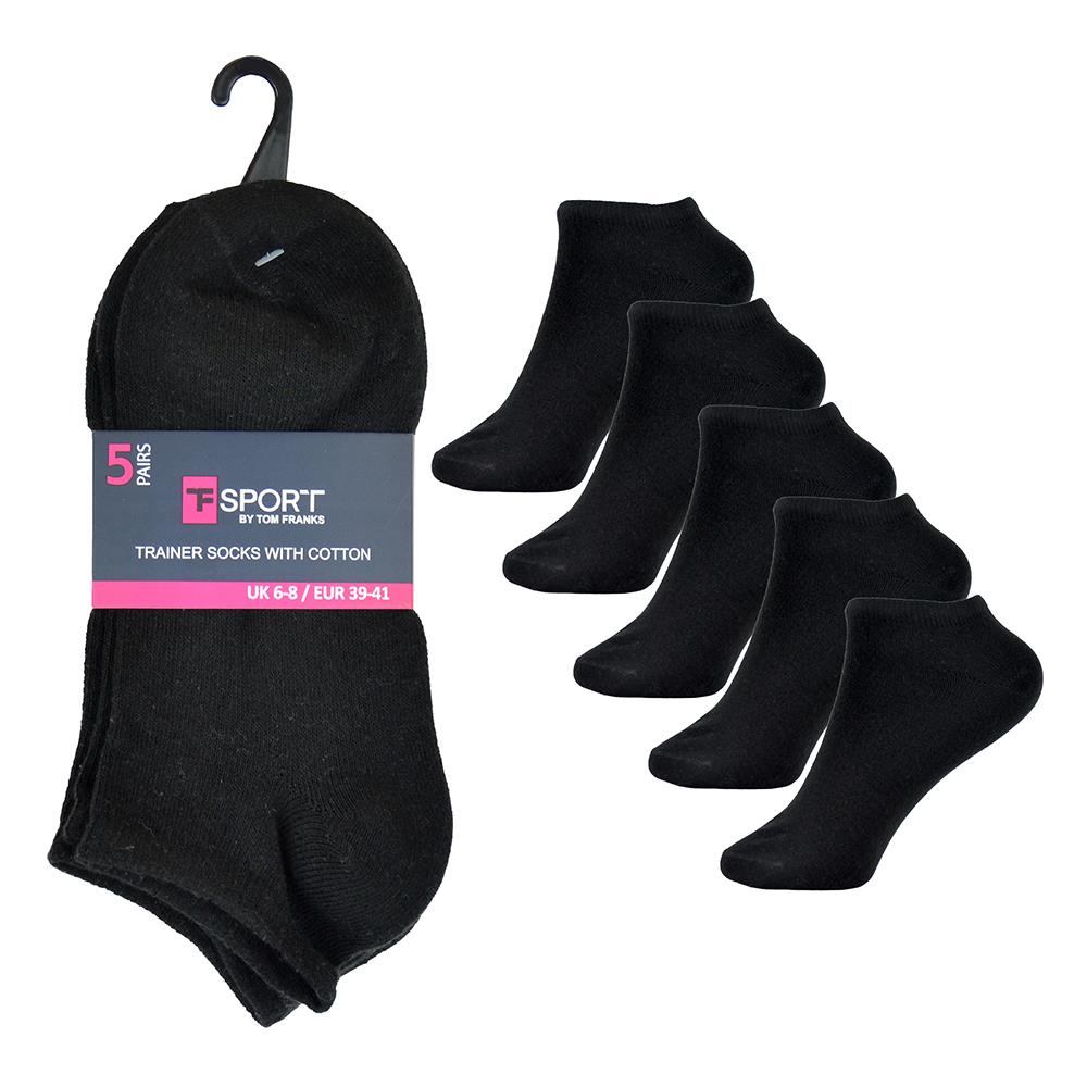 Ladies Plain Trainer Socks Low Cut Cotton Pack of 5 Stylish Woman Ankle Socks