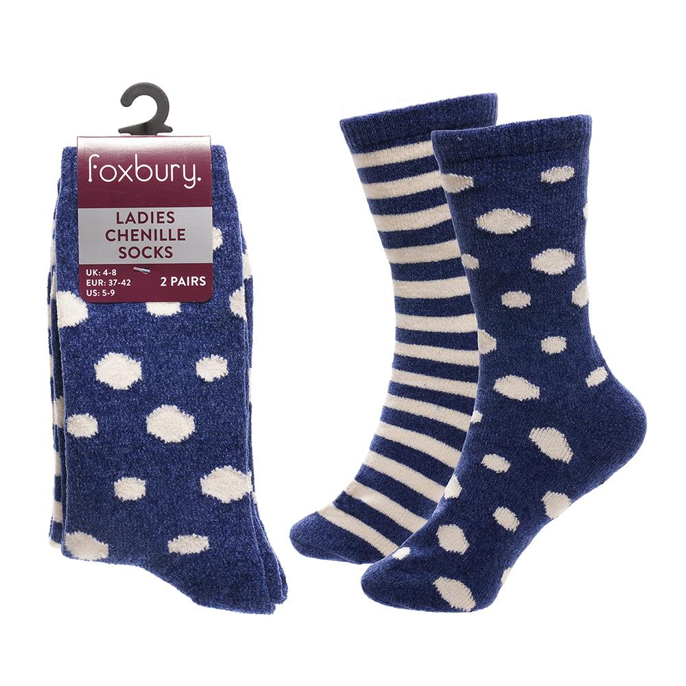 A2Z Ladies 2 Pack Novelty Chenille Cosy Socks Soft Brushed Warm Winter Socks