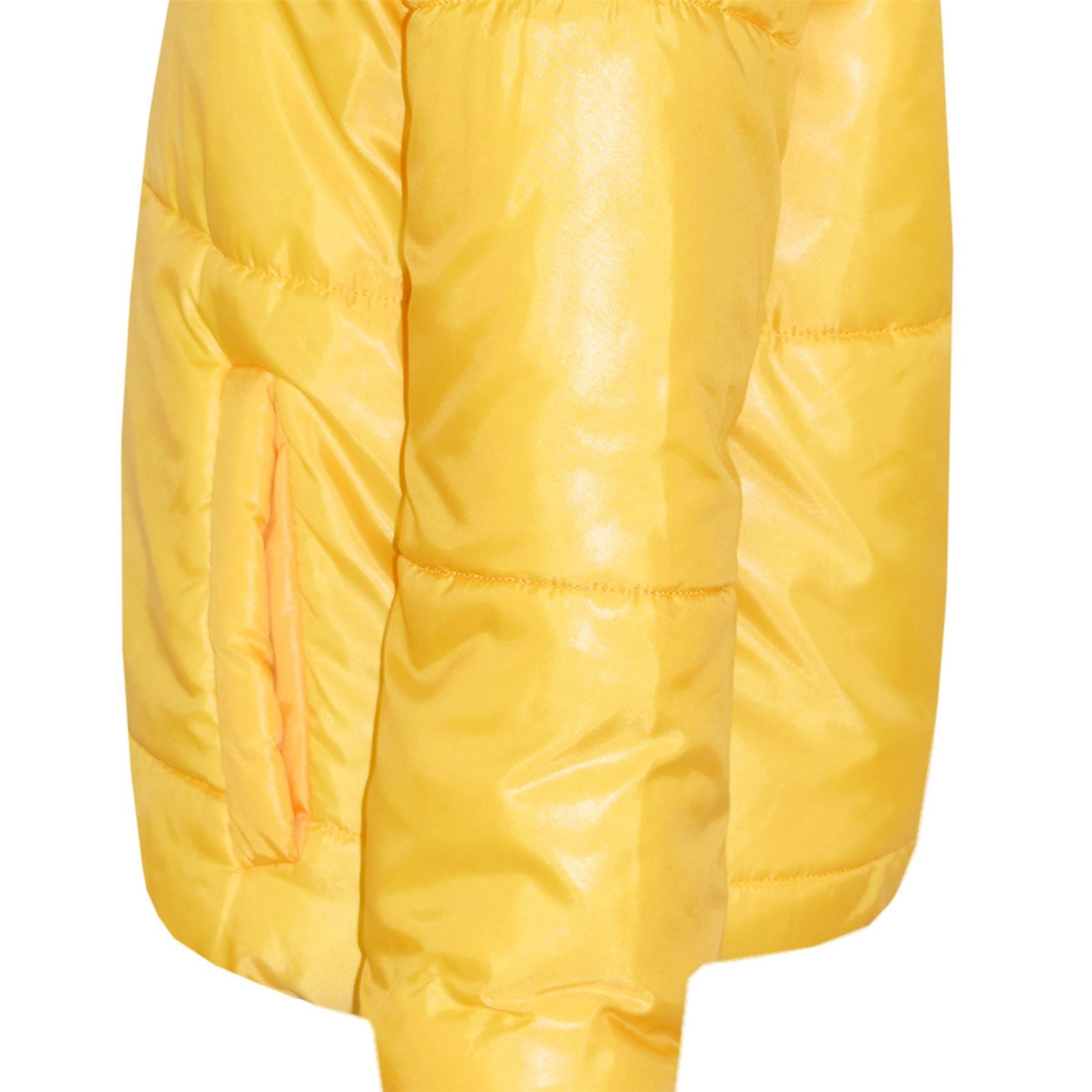 Girls Mustard Wetlook Padded Quilted Puffer Jacket