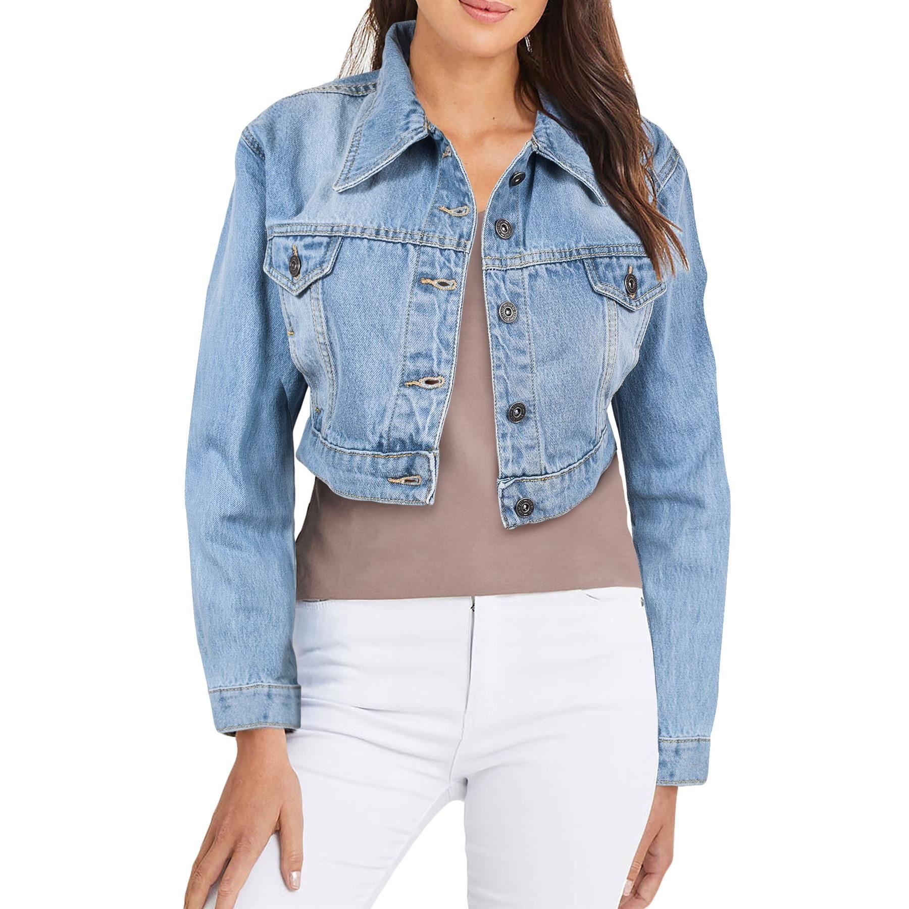 Ladies Women Denim Jacket Cotton Casual Fashion Vintage Classic Streetwear Jean