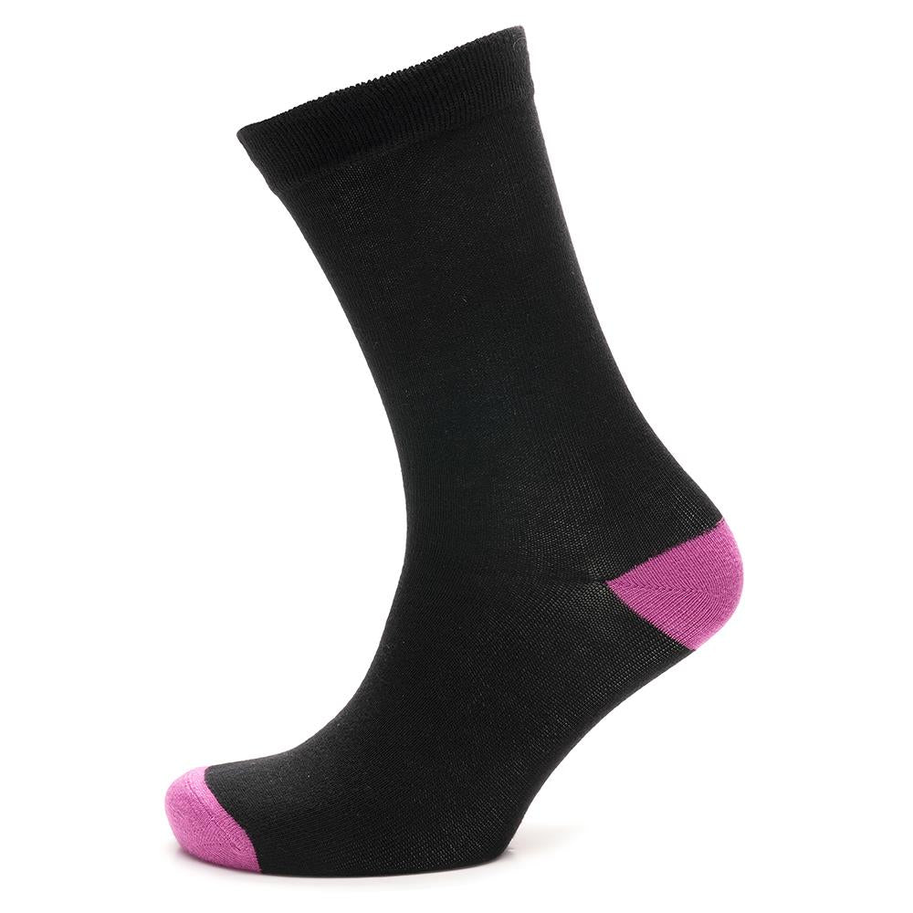 Ladies 3 Pack Black Heel & Toe Pattern Stripe Spot Novelty Drinks Cakes Design