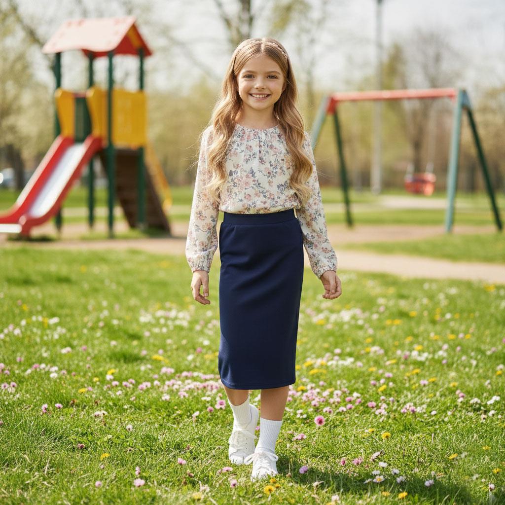 Girls Maxi Skirt Soft Stretch Viscose Skirt Comfy School Wear For Age 5-13 Year