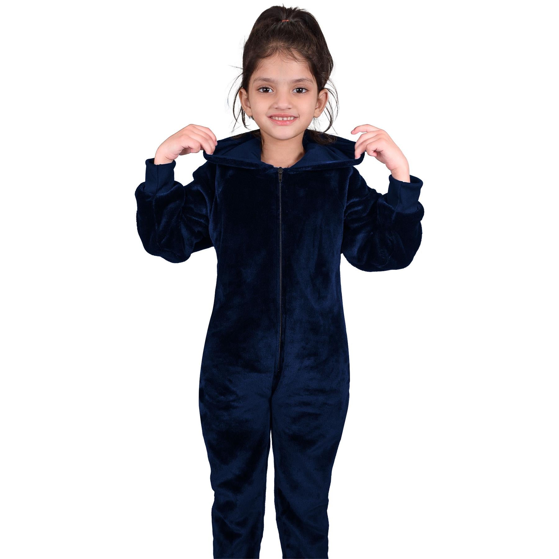 A2Z 4 Kids Girls Boys Plain Fleece Hooded Onesie Soft Comfortable for Children