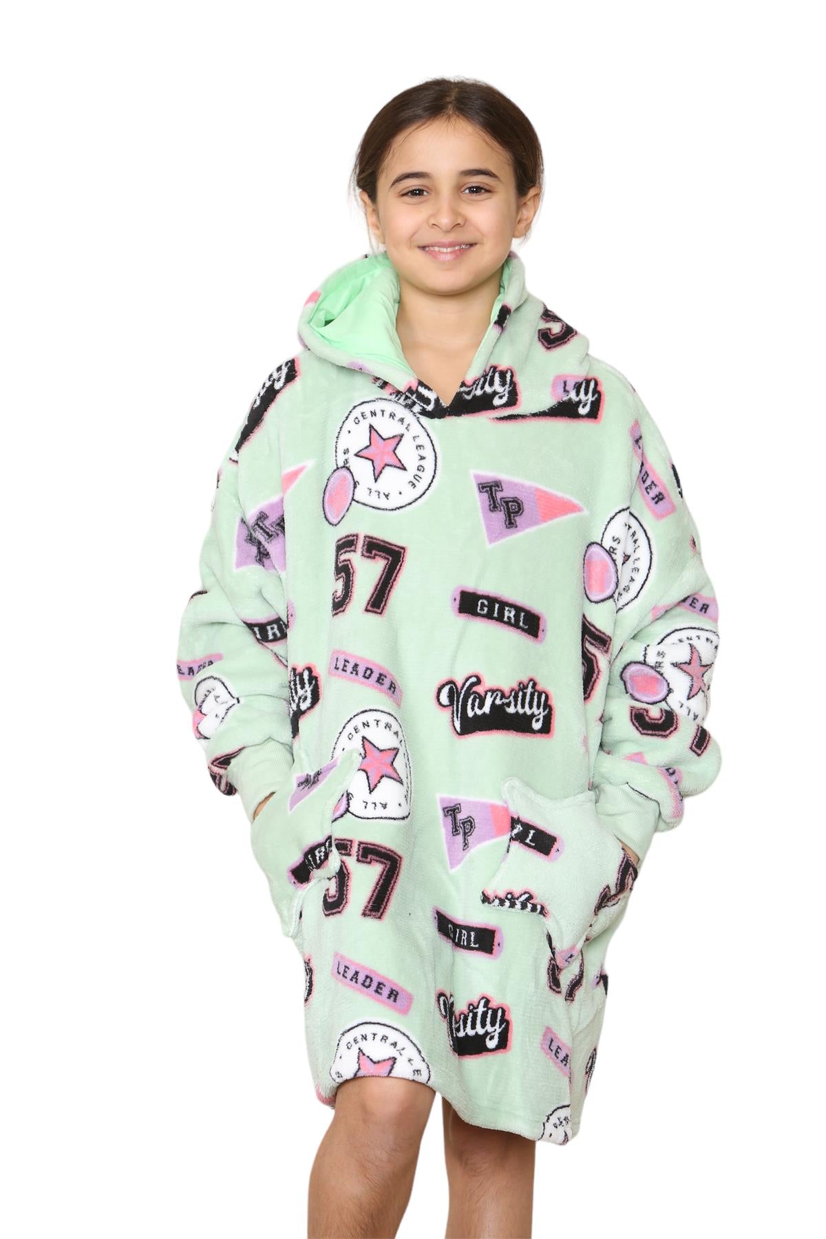 Kids Girls Boys Ultra Soft Oversized Hoodie Snuggle Plush Sherpa Fleece Lining