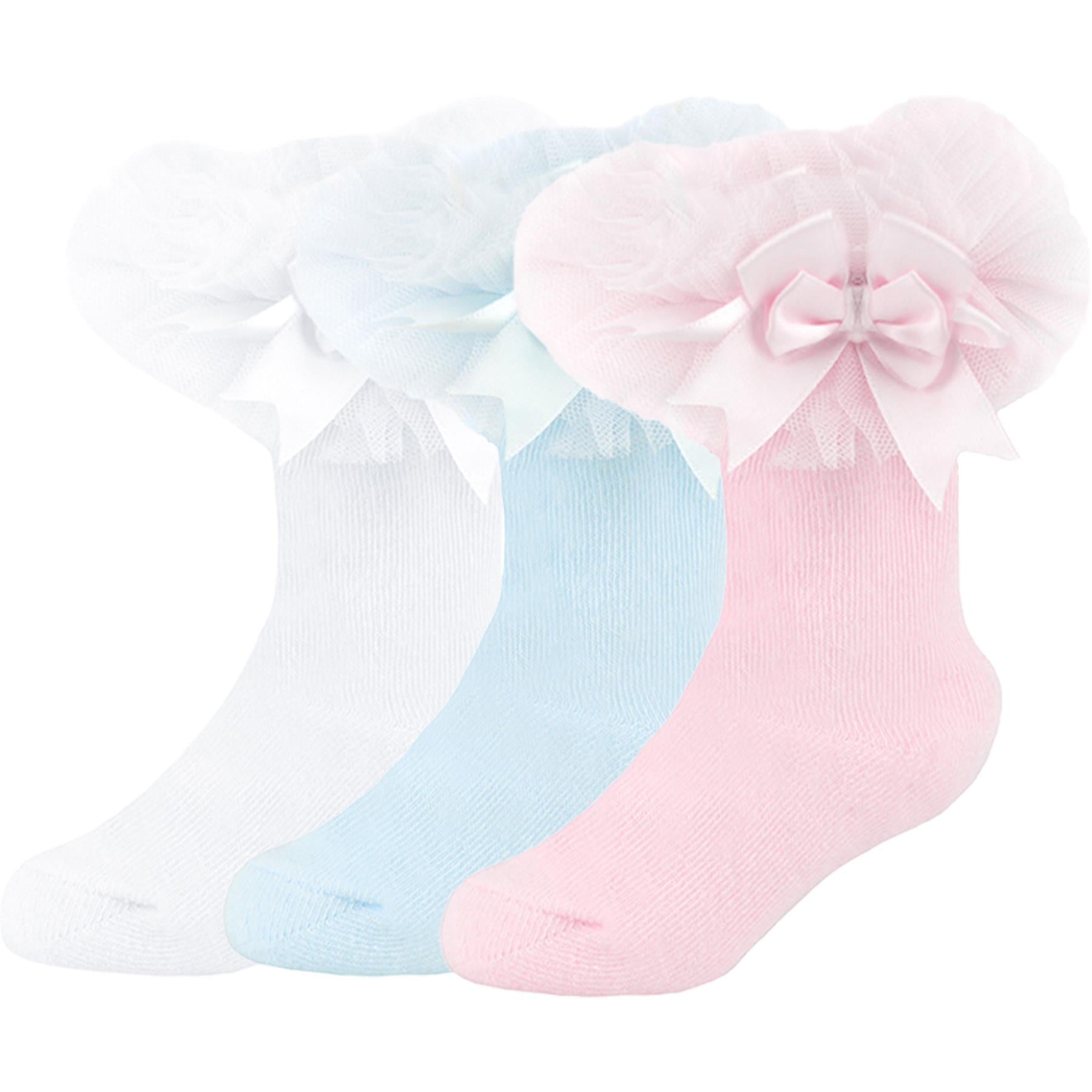 Infant Toddler Baby Girls Tutu Socks with Bow Frilly Cotton Newborn Socks