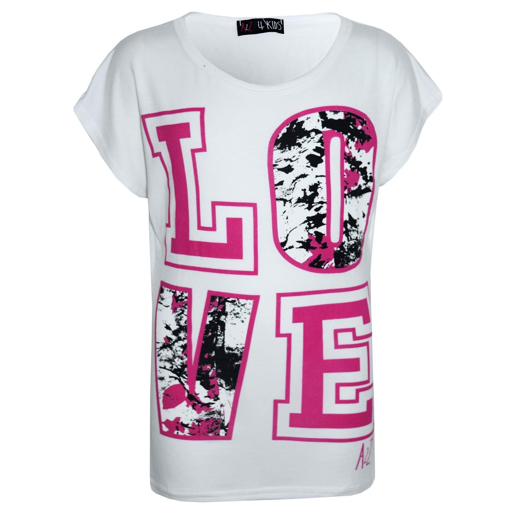 Kids Girls Top LOVE Splash Print Stylish Fashion T Shirt Top New Age 7-13 Years