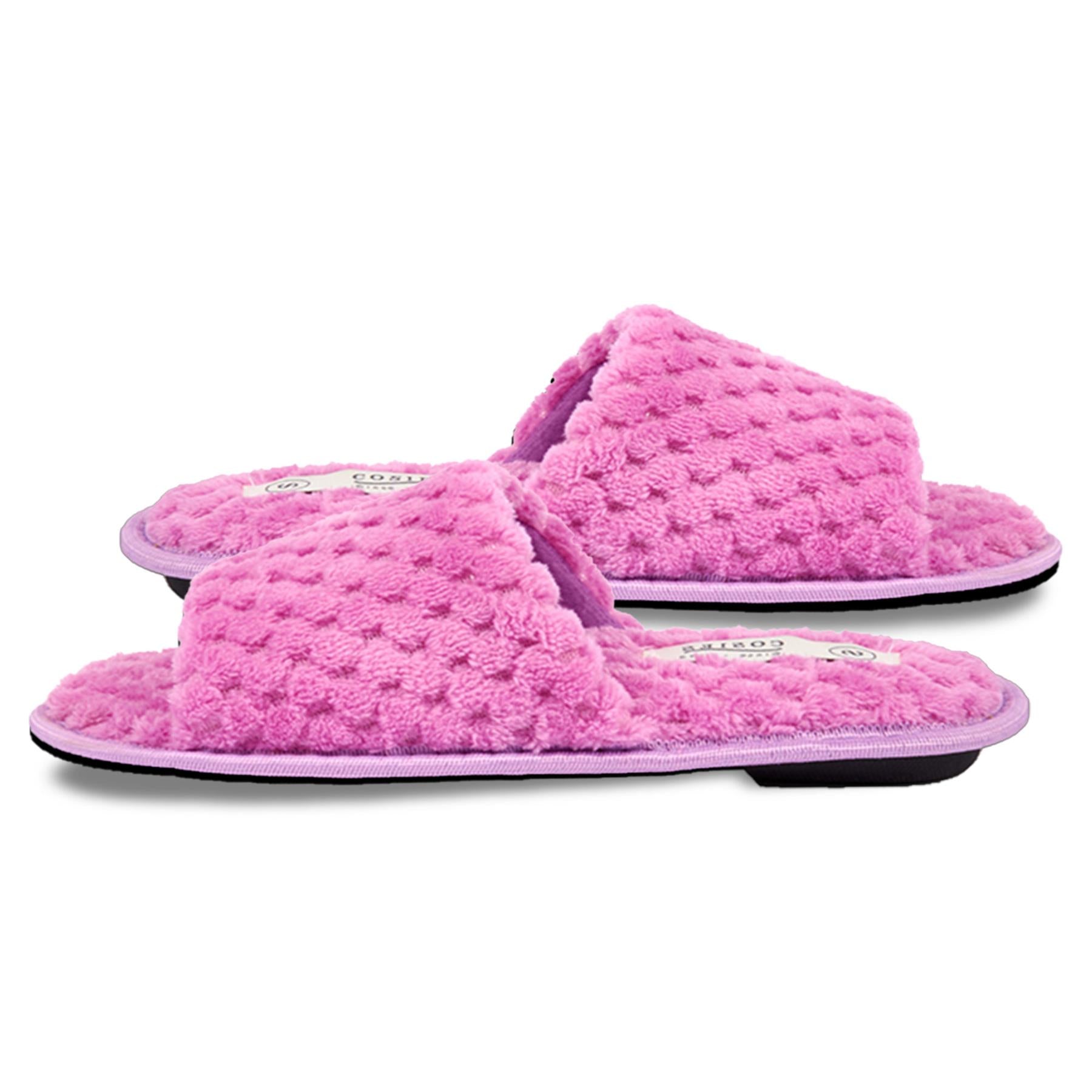 A2Z Women Bubble Sliders Fluffy Faux Fur Open Toe Warm Fuzzy Memory Foam Slipper