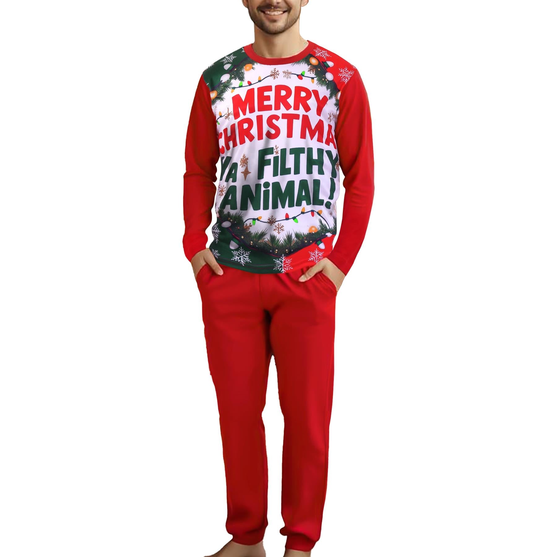 A2Z Men Women Pyjama Set Merry Christmas Ya Filthy Animal Xmas Sleepwear Set