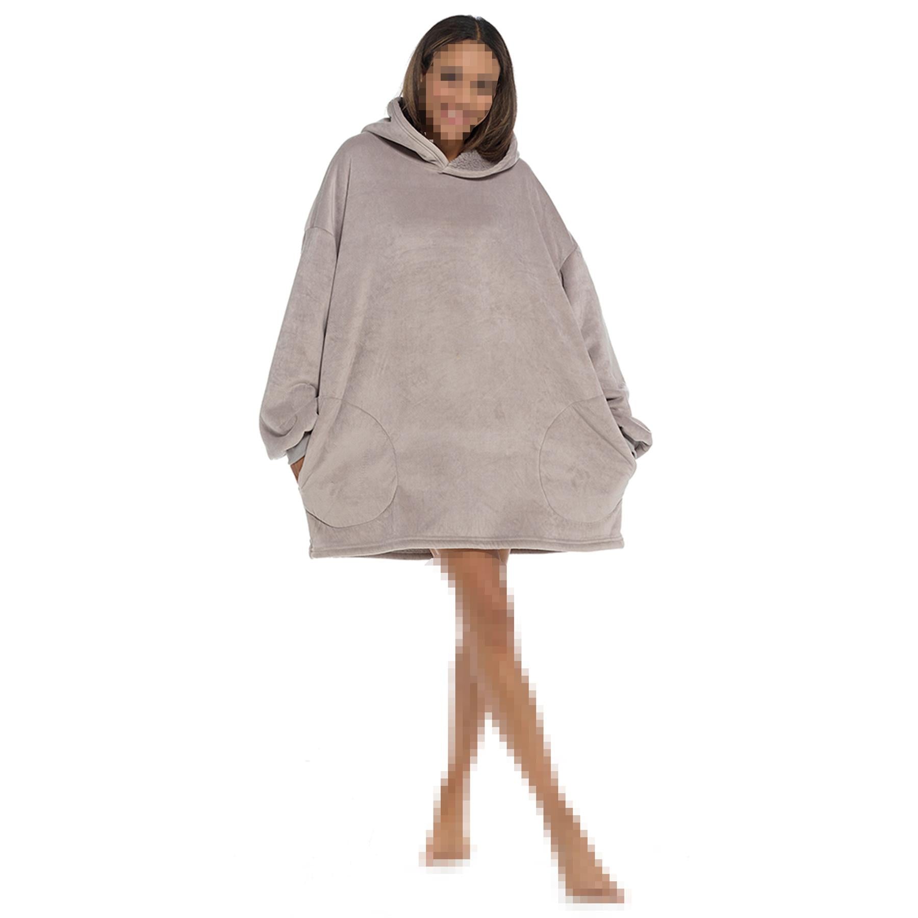 Womens Oversized Hoodie Blanket Plush Sherpa Soft Touch Flannel Fleece Snuggle