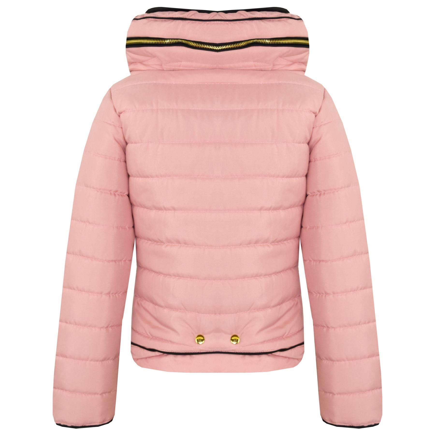 Girls Jacket Kids Quilted Padded Puffer Bubble Fur Collar Warm Thick Coats 3-13 Y