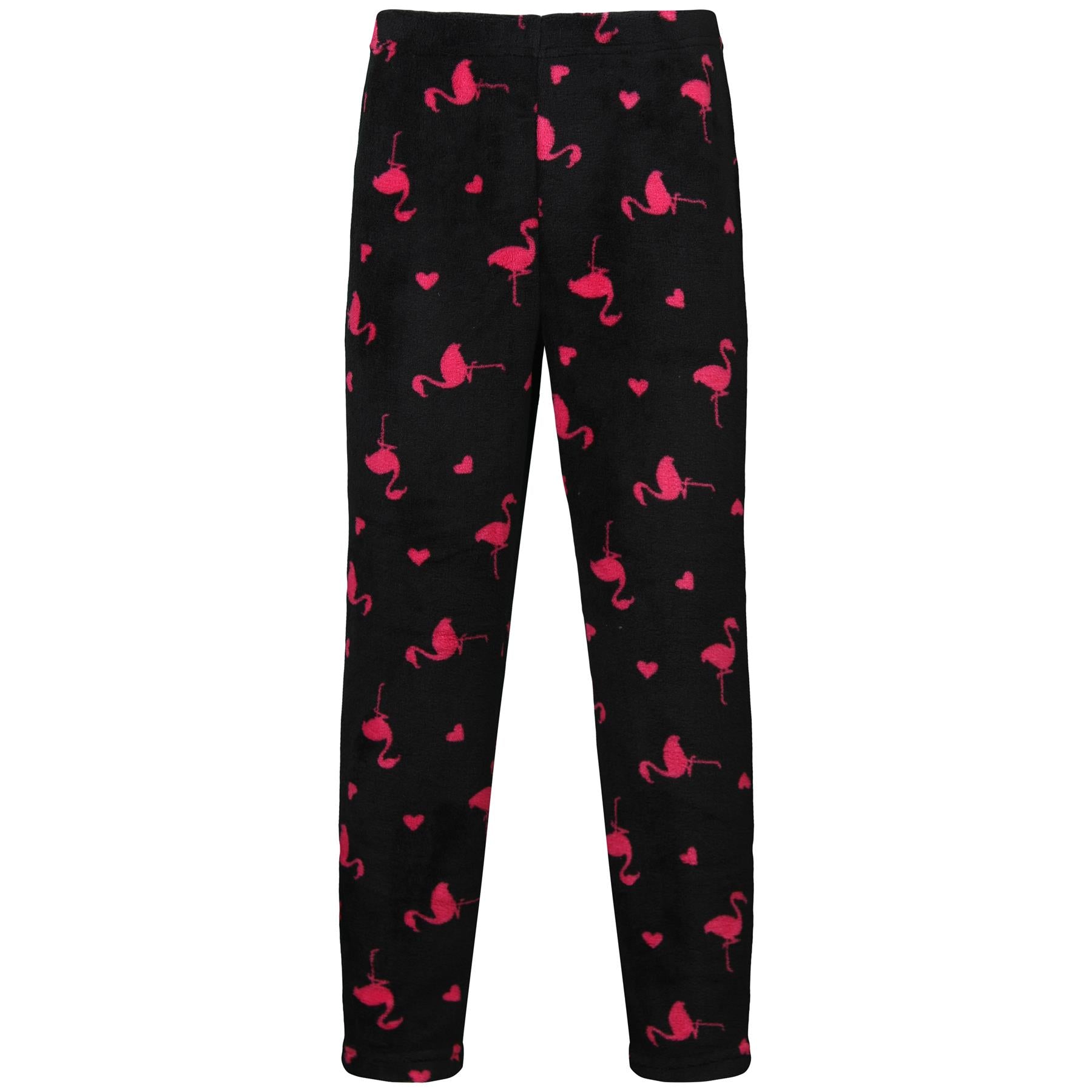 Kids Girls Pyjamas 2 Piece Soft Fluffy Loungewear Flamingo Cosy Pyjama Set