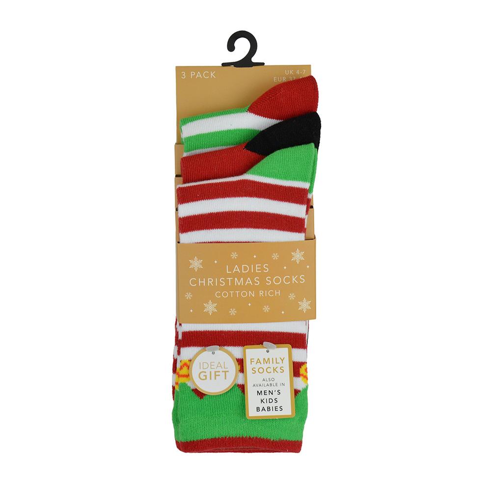 A2Z 3 Pack Ladies Mens Christmas Novelty Pattern Socks Stylish Soft Xmas Socks