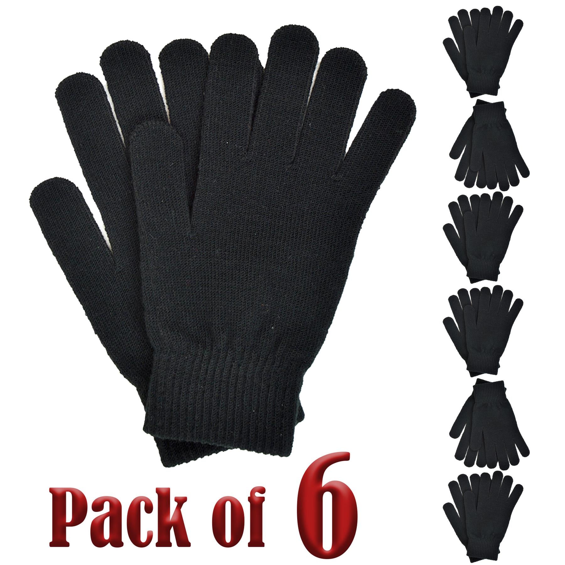 Mens Gloves Winter Warm Thermal Black Magic Gloves Knit One Size Soft Mittens