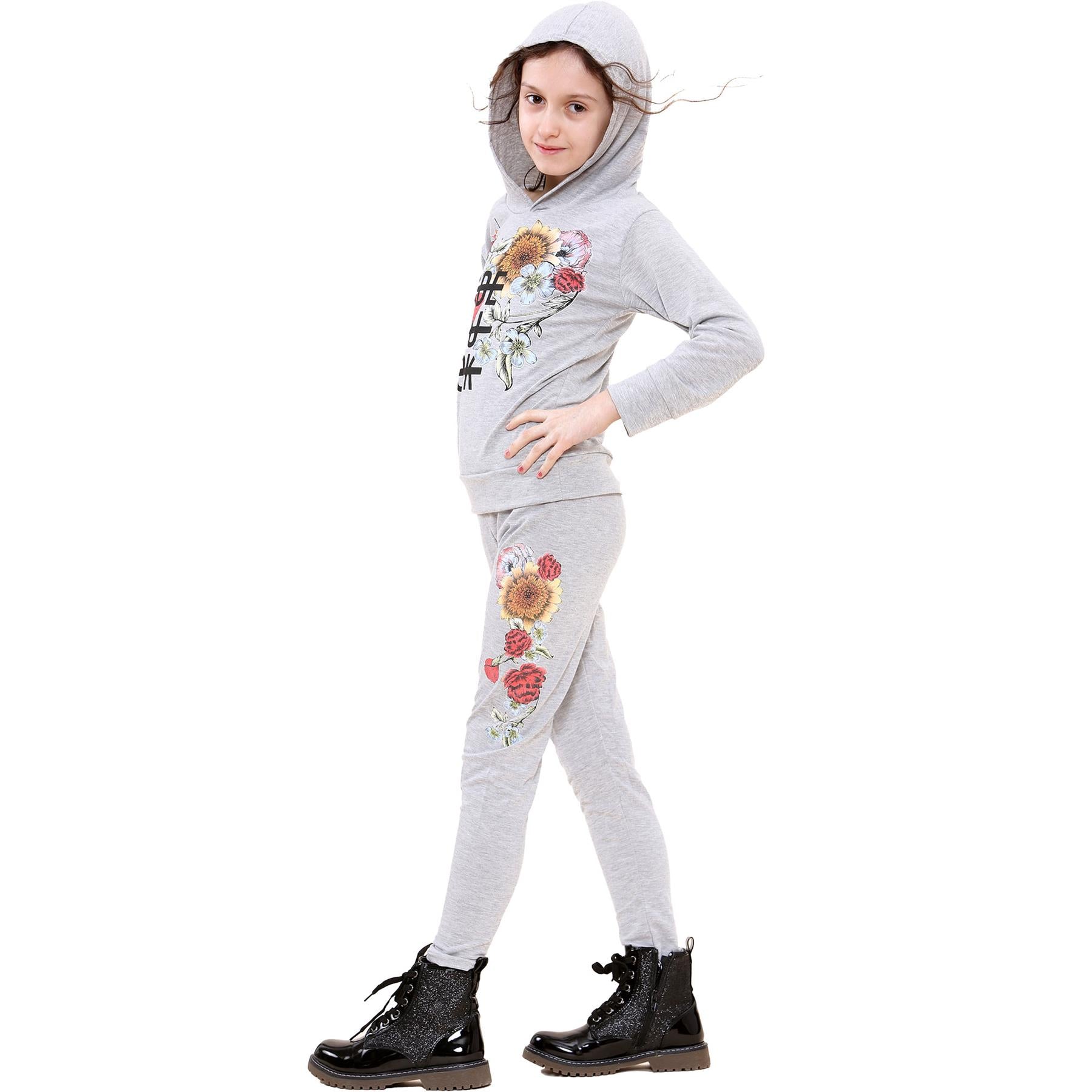 Kids Girls Made You Look Print Hooded Top & Legging Set