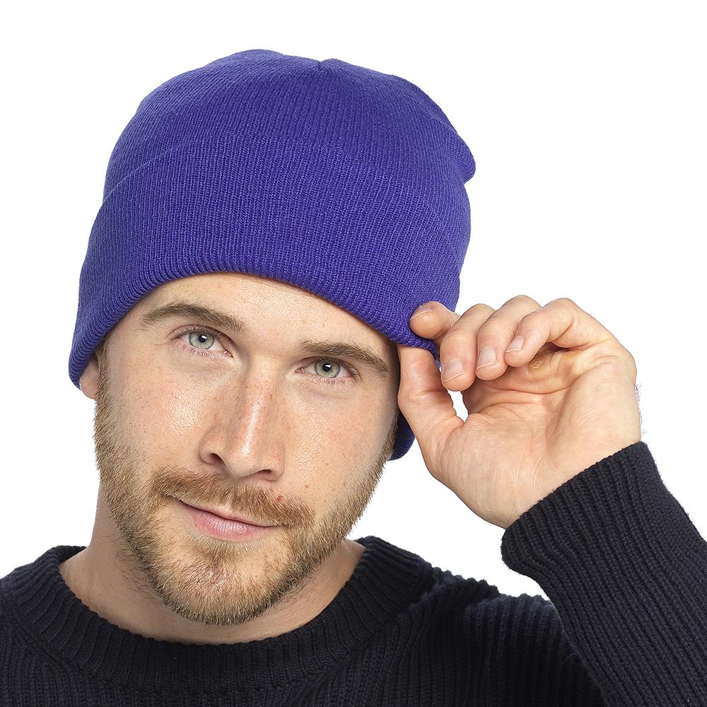 A2Z Mens Hat Ribbed Turn Up Plain Knit Beanie Super Soft Cozy Caps knit Men Hats