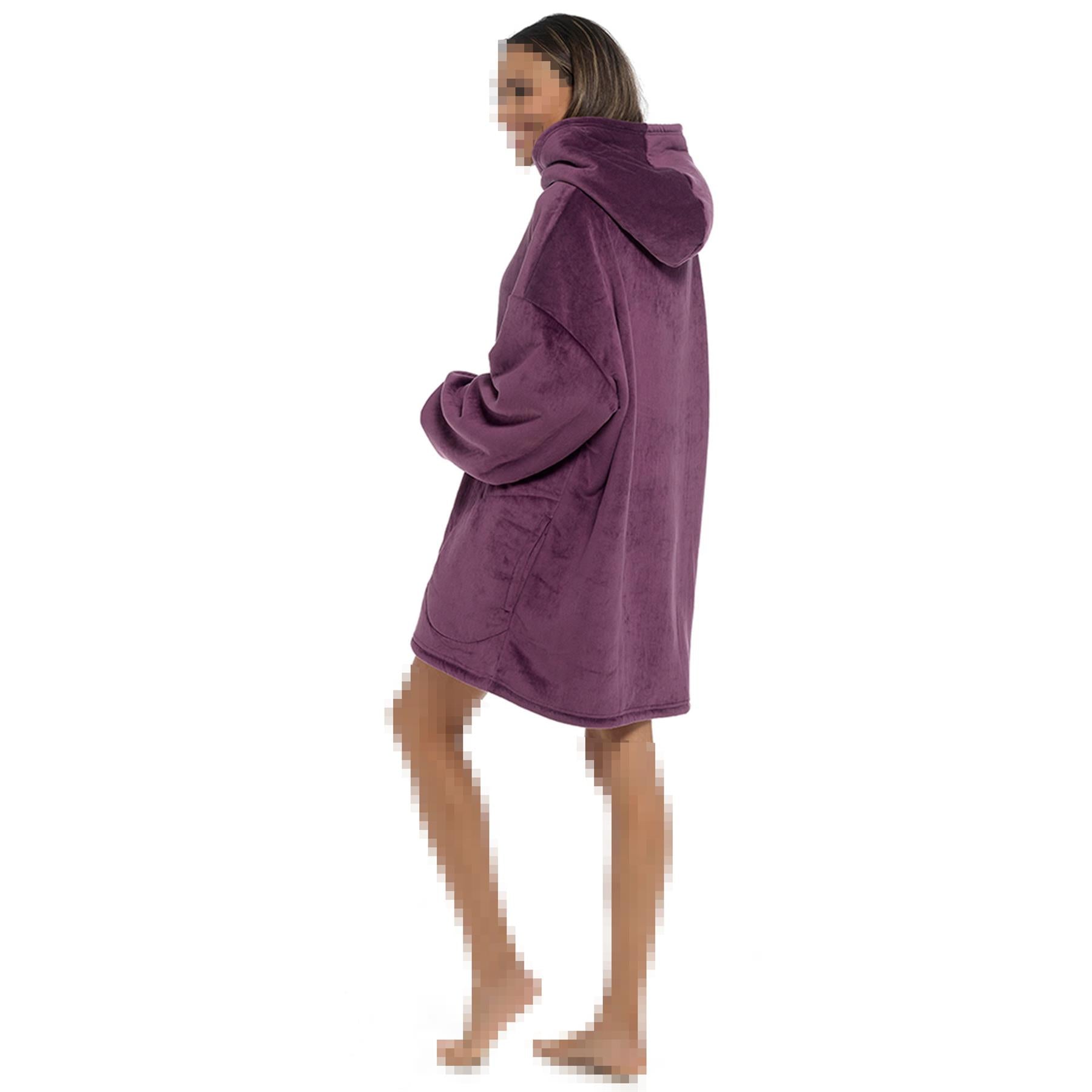 Womens Oversized Hoodie Blanket Plush Sherpa Soft Touch Flannel Fleece Snuggle