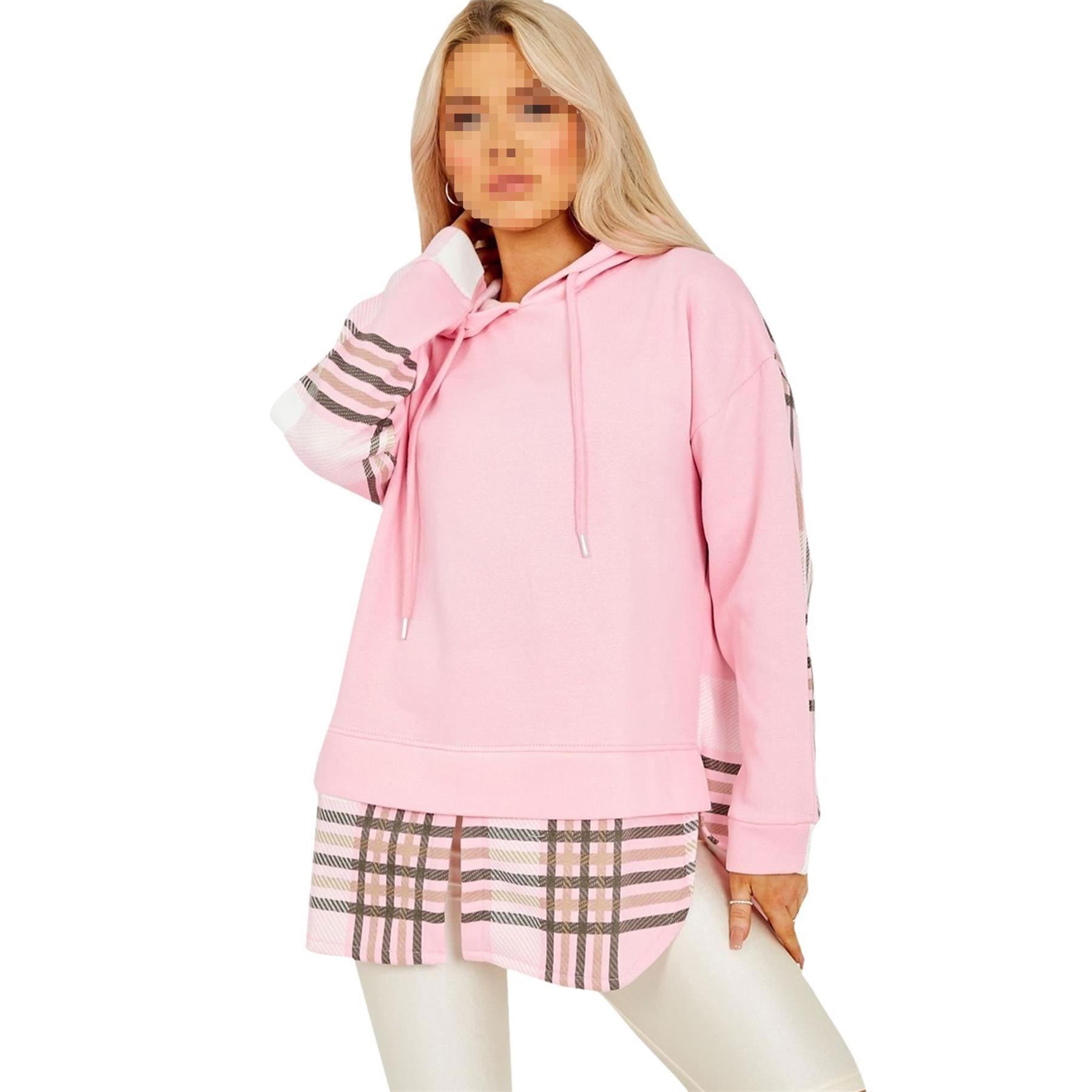 Womens Fleece Check Print Hooded Jackets