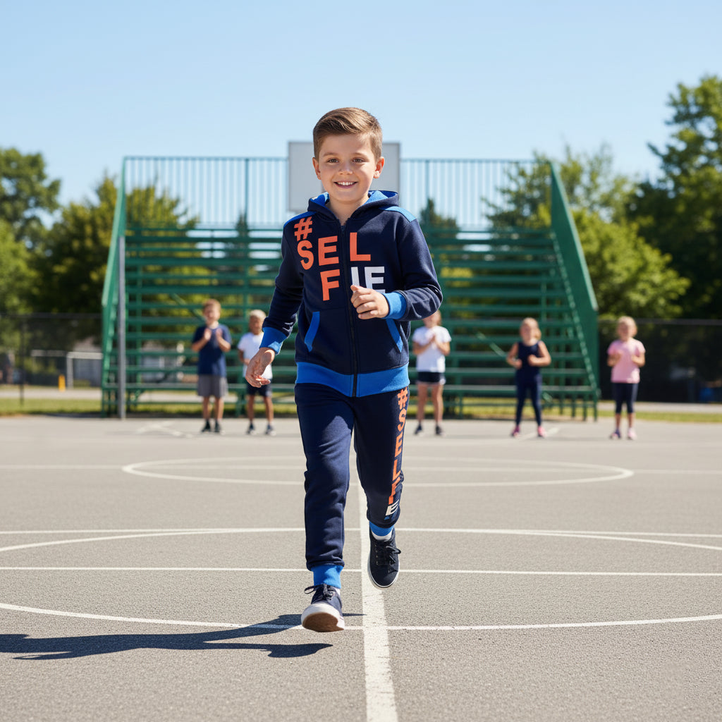 A2Z 4 Kids Girls Boys #SELFIE Tracksuit Hoodie & Joggers Outfit Set Top Bottom