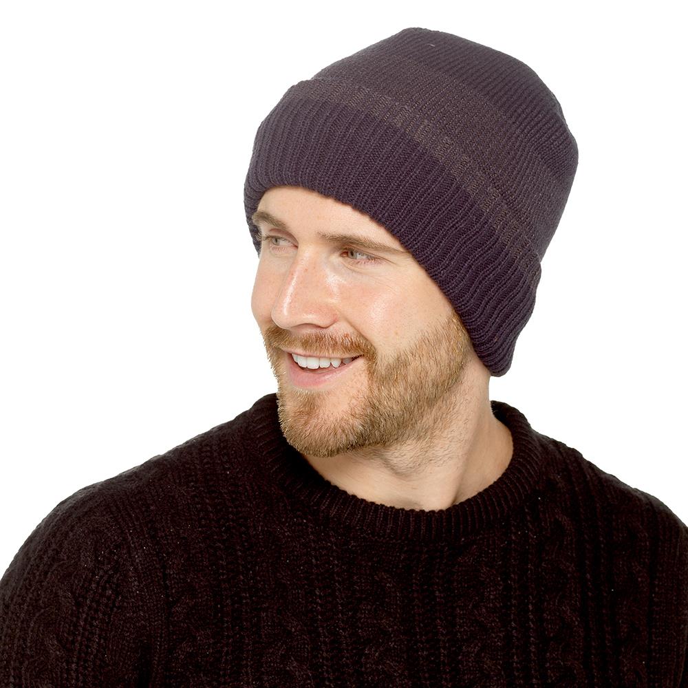 A2Z Mens Hat Cable Knitted Beanie Fleece Lining Hats Super Soft Stretchy Caps