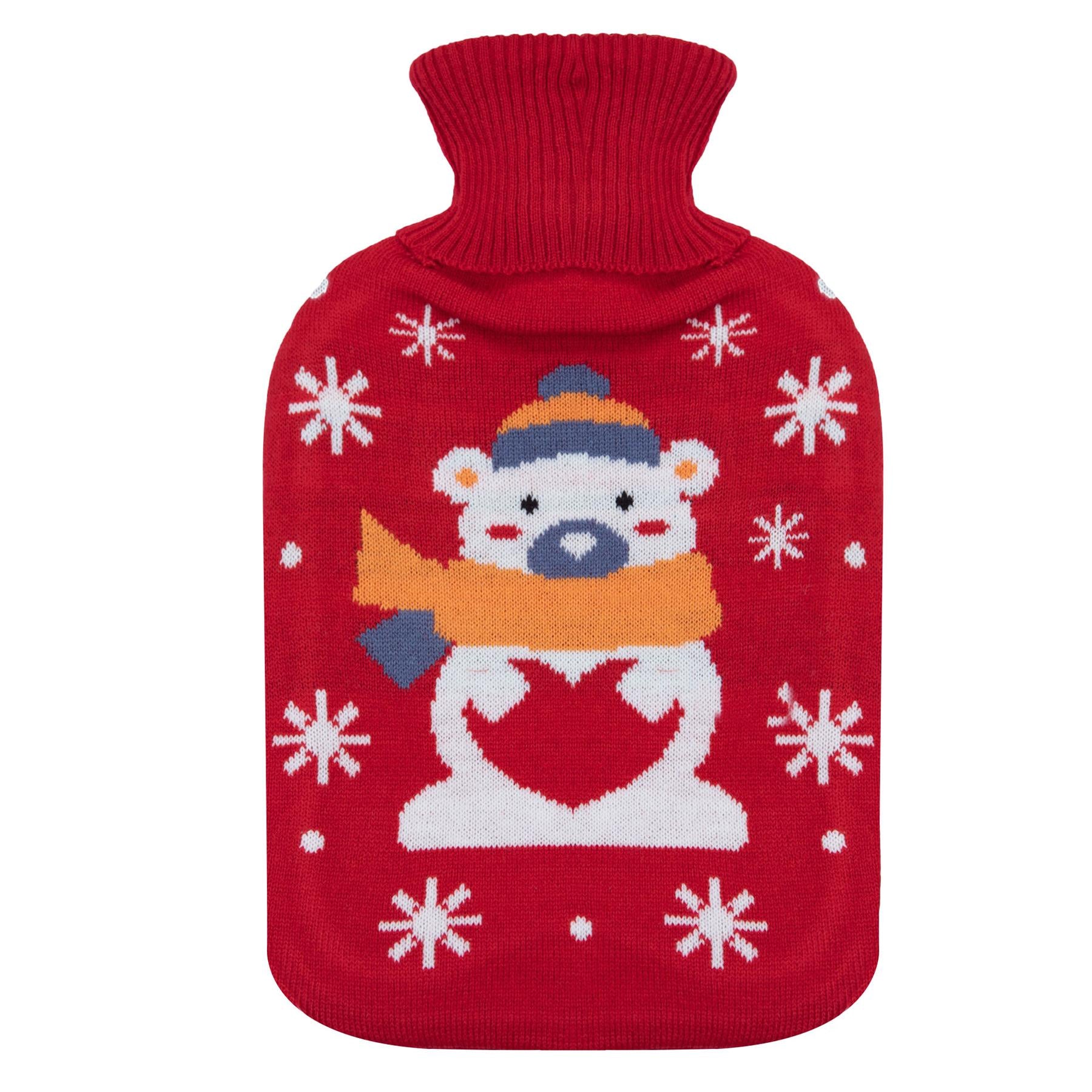 A2Z Hot Water Bottles Christmas Novelty Polar Bear 2L Fleece Cover Heat Therapy