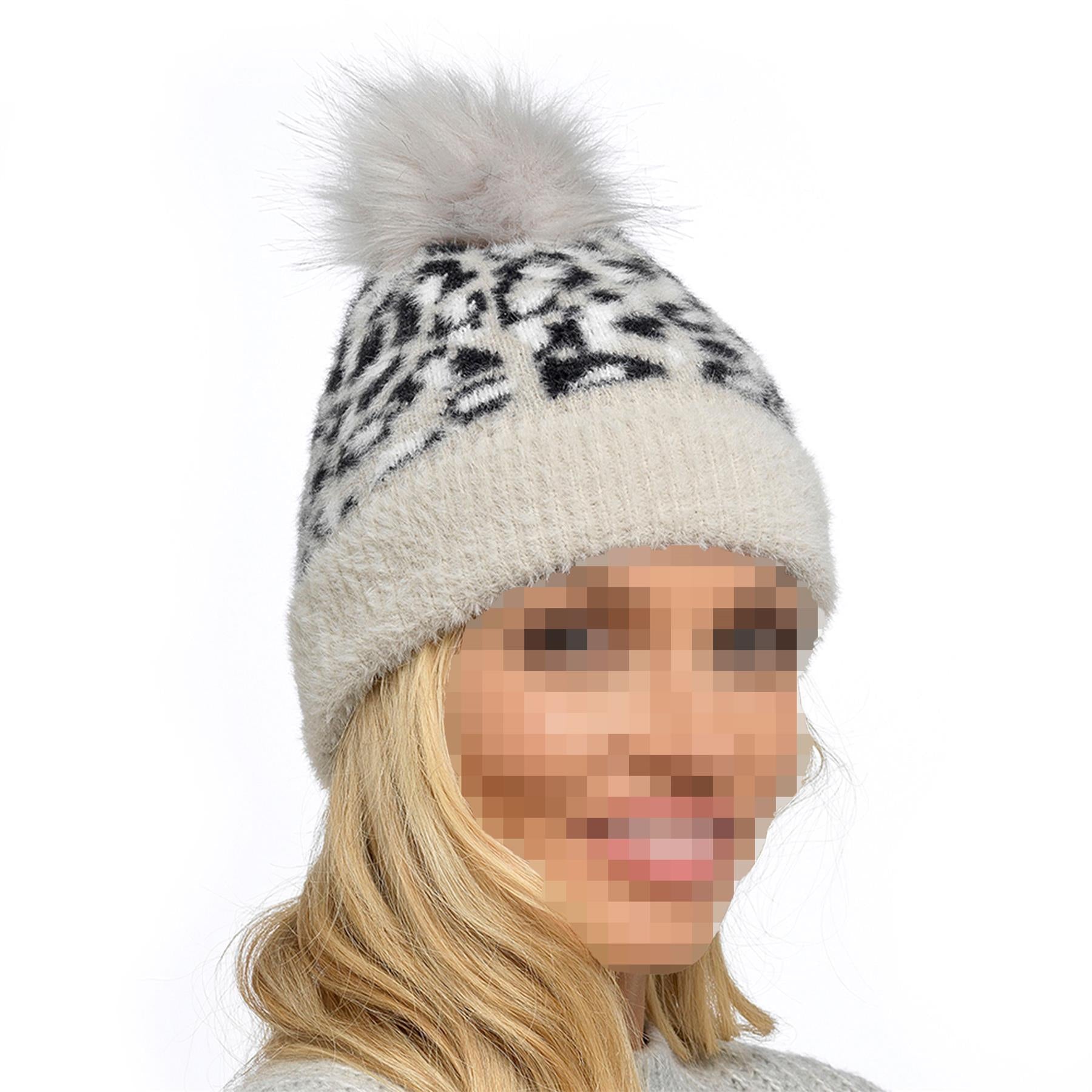 A2Z Ladies Hat Chunky Cable Knit Beanie Pom Pom Stretchy Winter Warm Cozy Hats