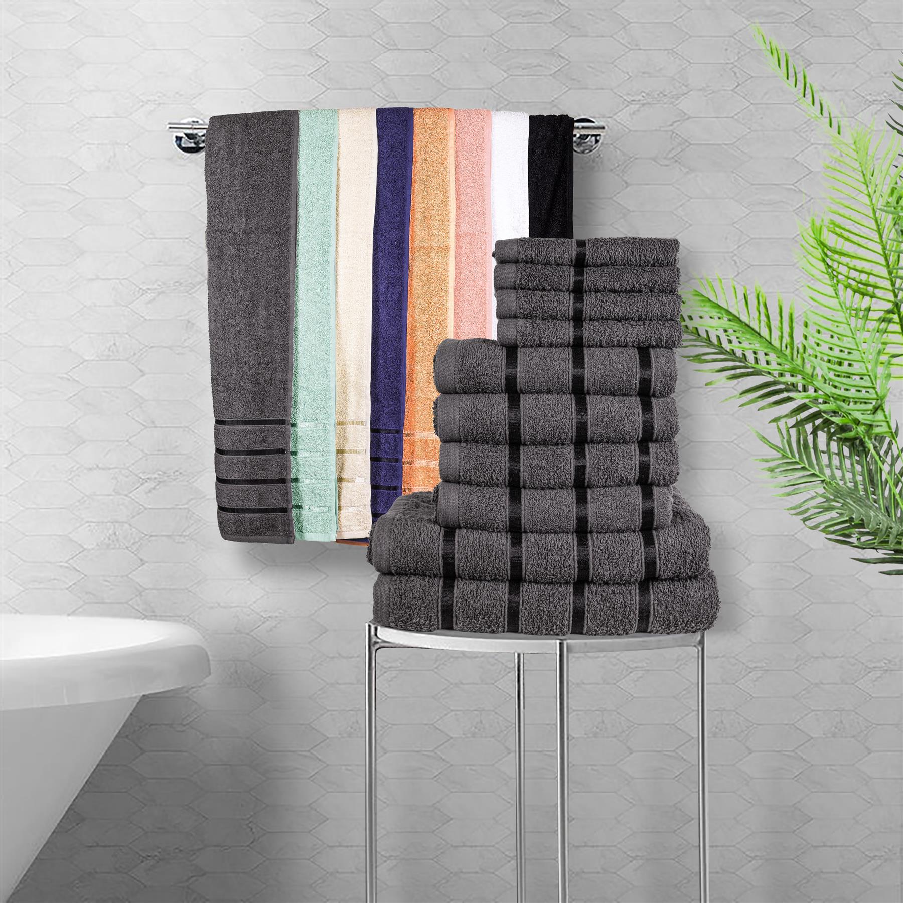 Luxurious 10 Piece Towel Bale Set 2x Bath Towels 4x Hand Towels 4x Face Towels