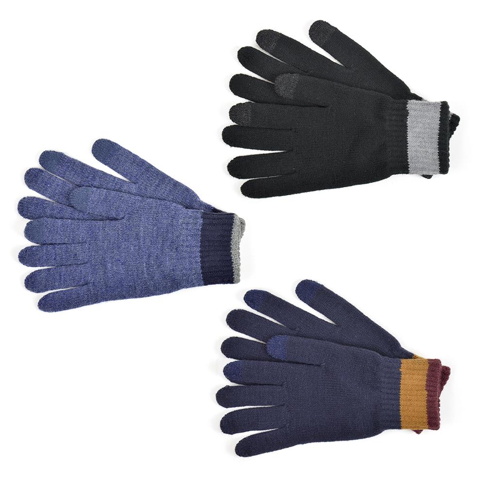 A2Z Mens Gloves Thermal Warm Winter Touch Screen Gloves Soft Striped Cuff Mitten