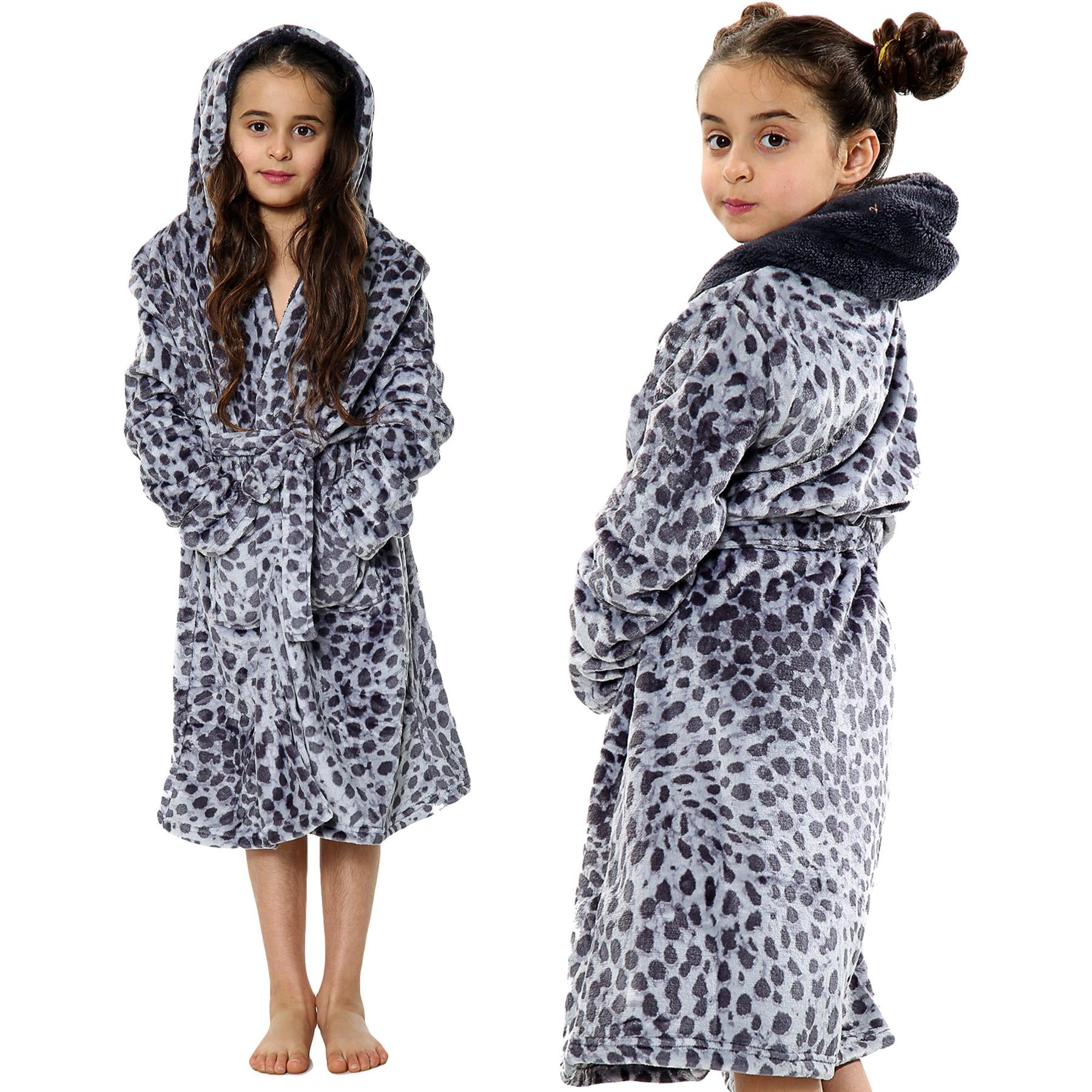 A2Z 4 Kids Soft Leopard Print Bathrobe Dressing Gown