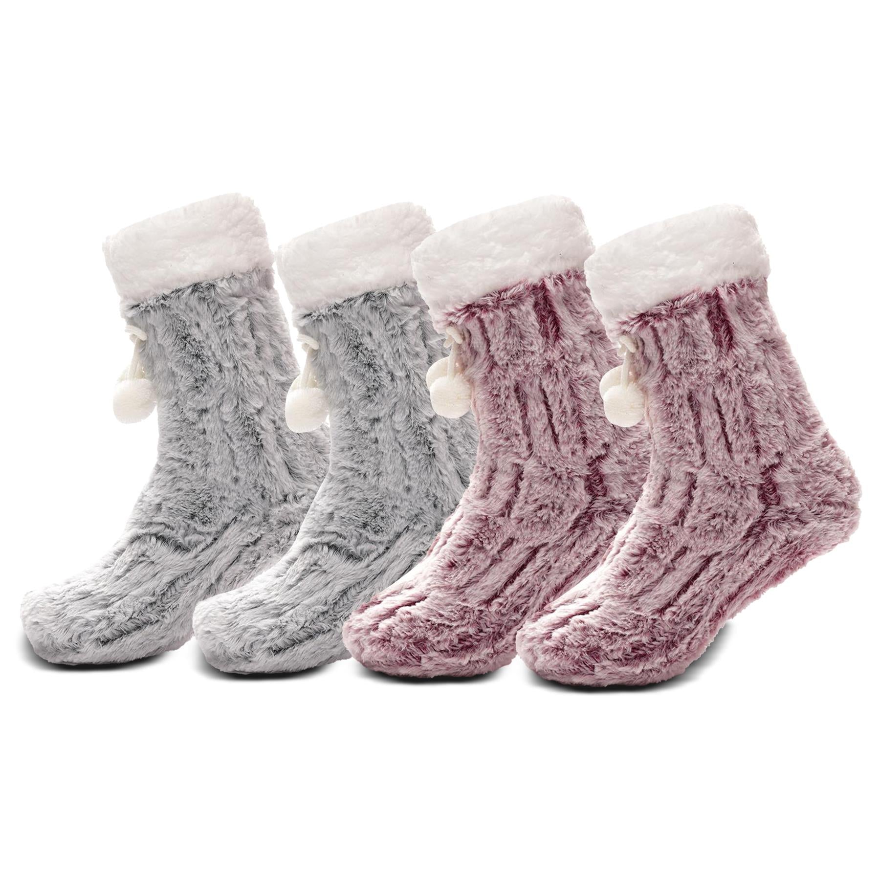 A2Z Ladies Furry Loung Socks Sherpa Lining Pompom Comfort Soft Fuzzy Socks