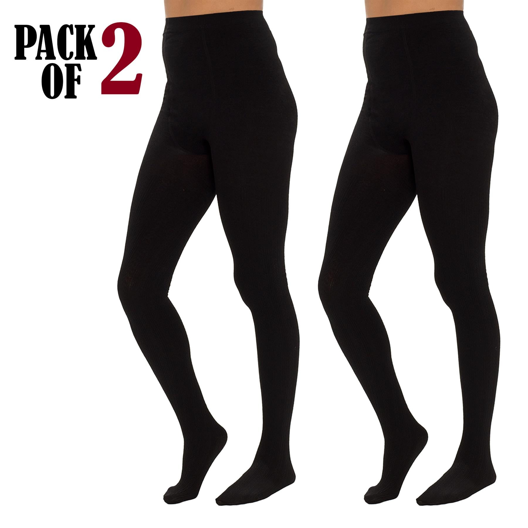 2 Pack Ladies Thermal Fleece Tights Cable Knit Teenage Girls High School Tights