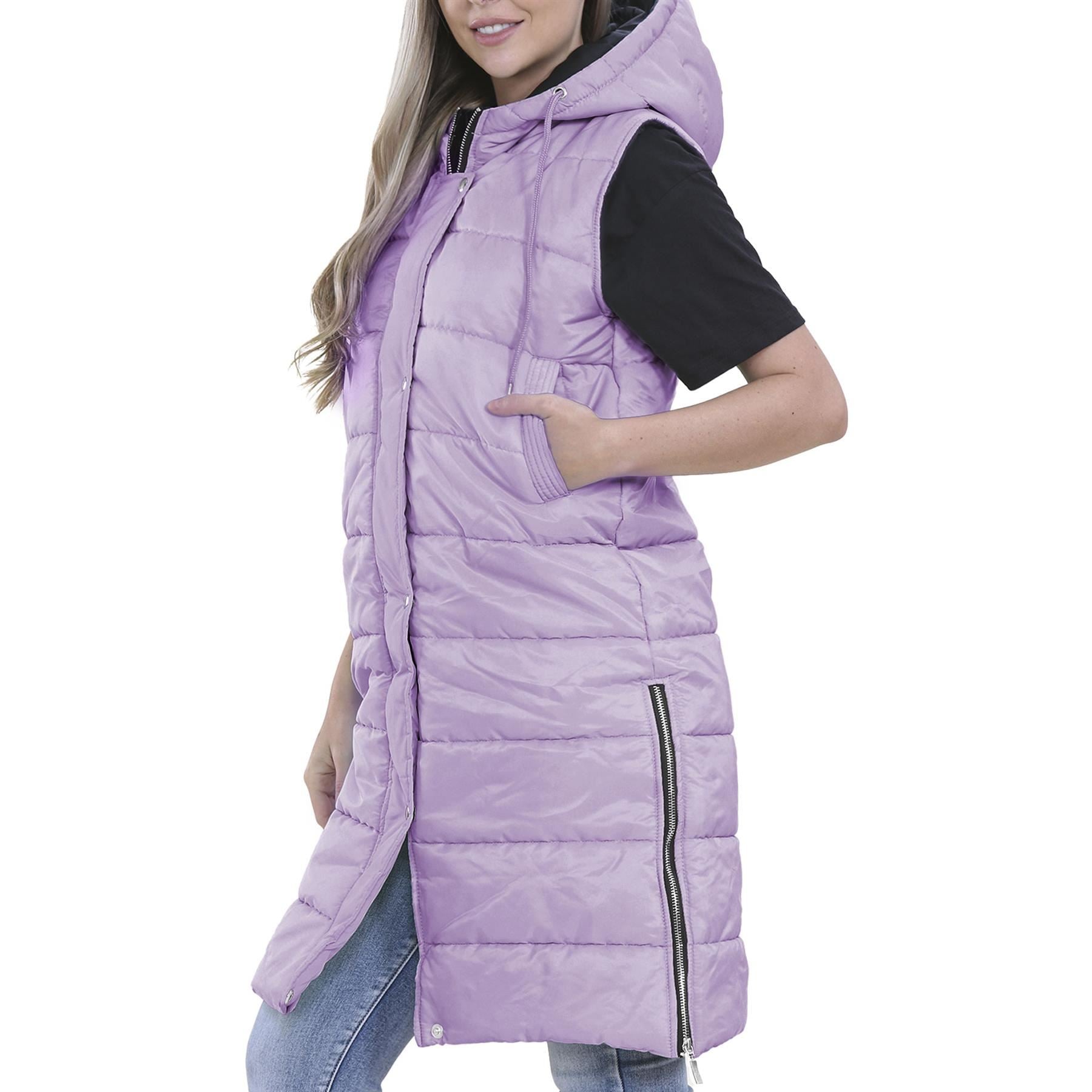 Ladies Oversized Zipped Hooded Long Line Lilac Jacket