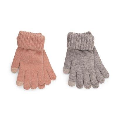 Ladies Gloves Touchscreen Stretch Knitted Turn Up Elastic Cuff One Size Mittens