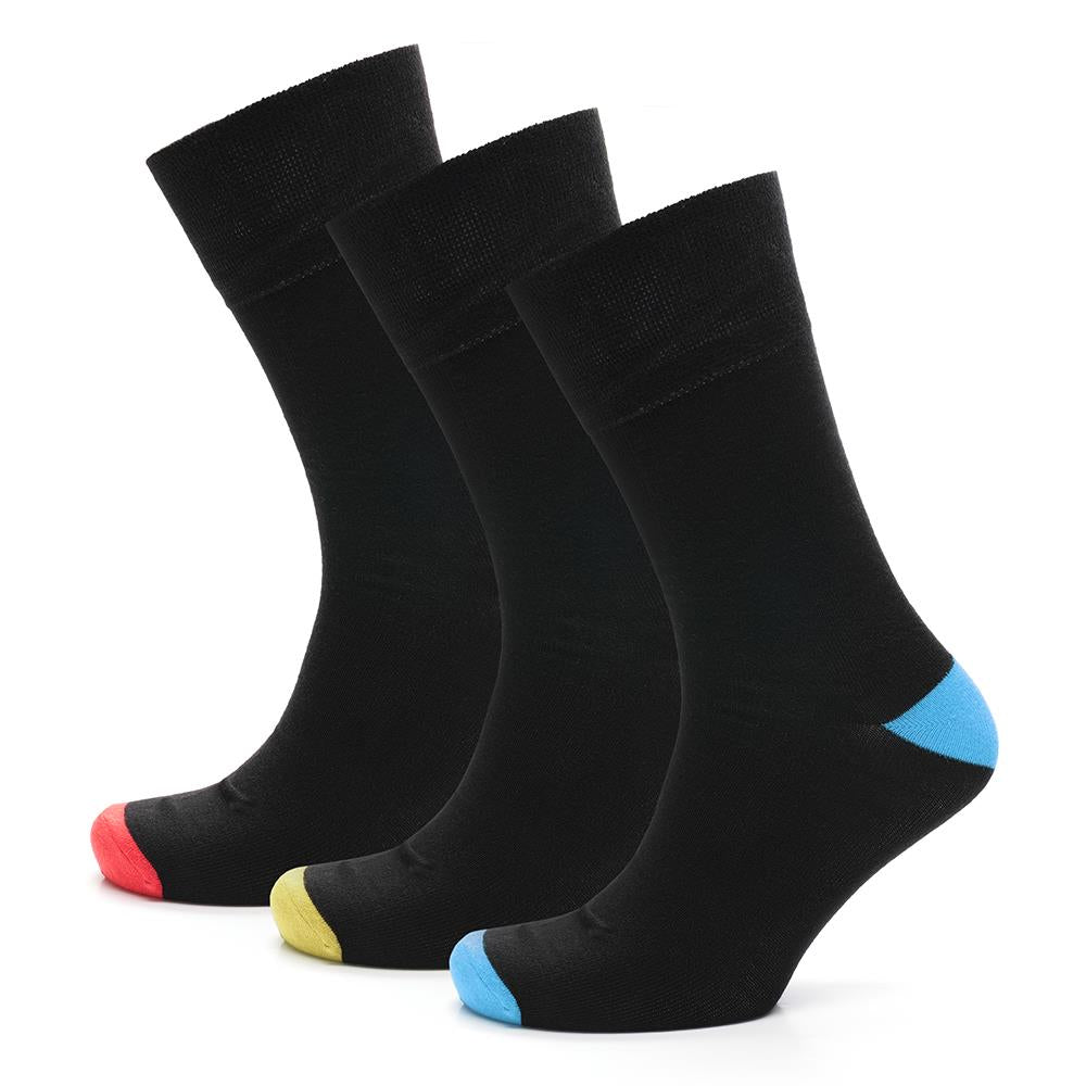 Mens 3 Pack Bamboo Comfort Top Socks Non-Elastic Gentle Grip Heel and Toe Socks