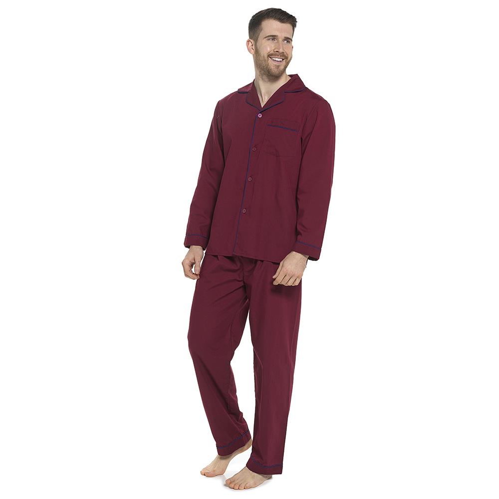 Men's Traditional Pyjama Set Button Through Contrast Sleepwear Loungewear Dress