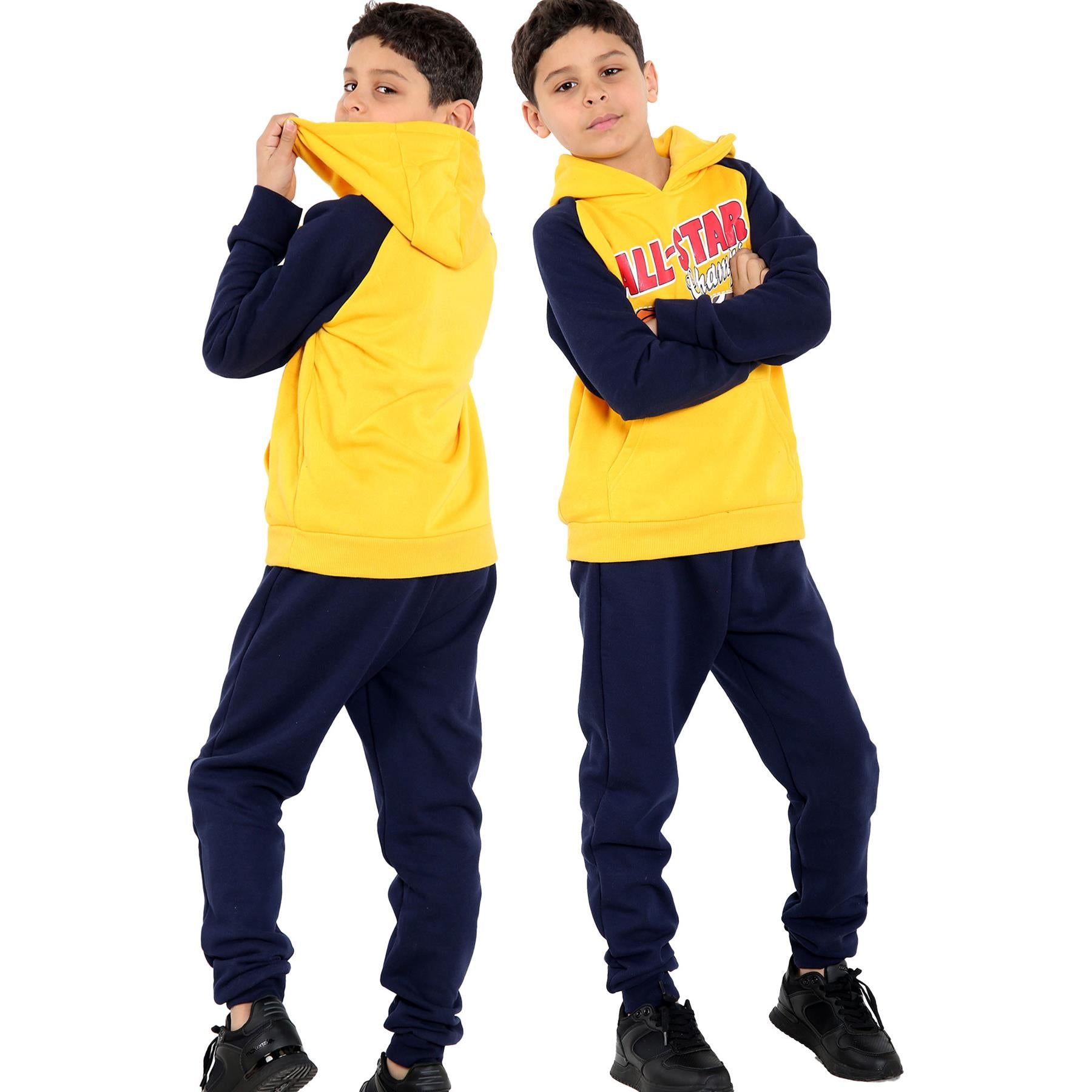 Kids Boys All Star Print Hooded Pullover Hoodie & Bottom Jogging Suit