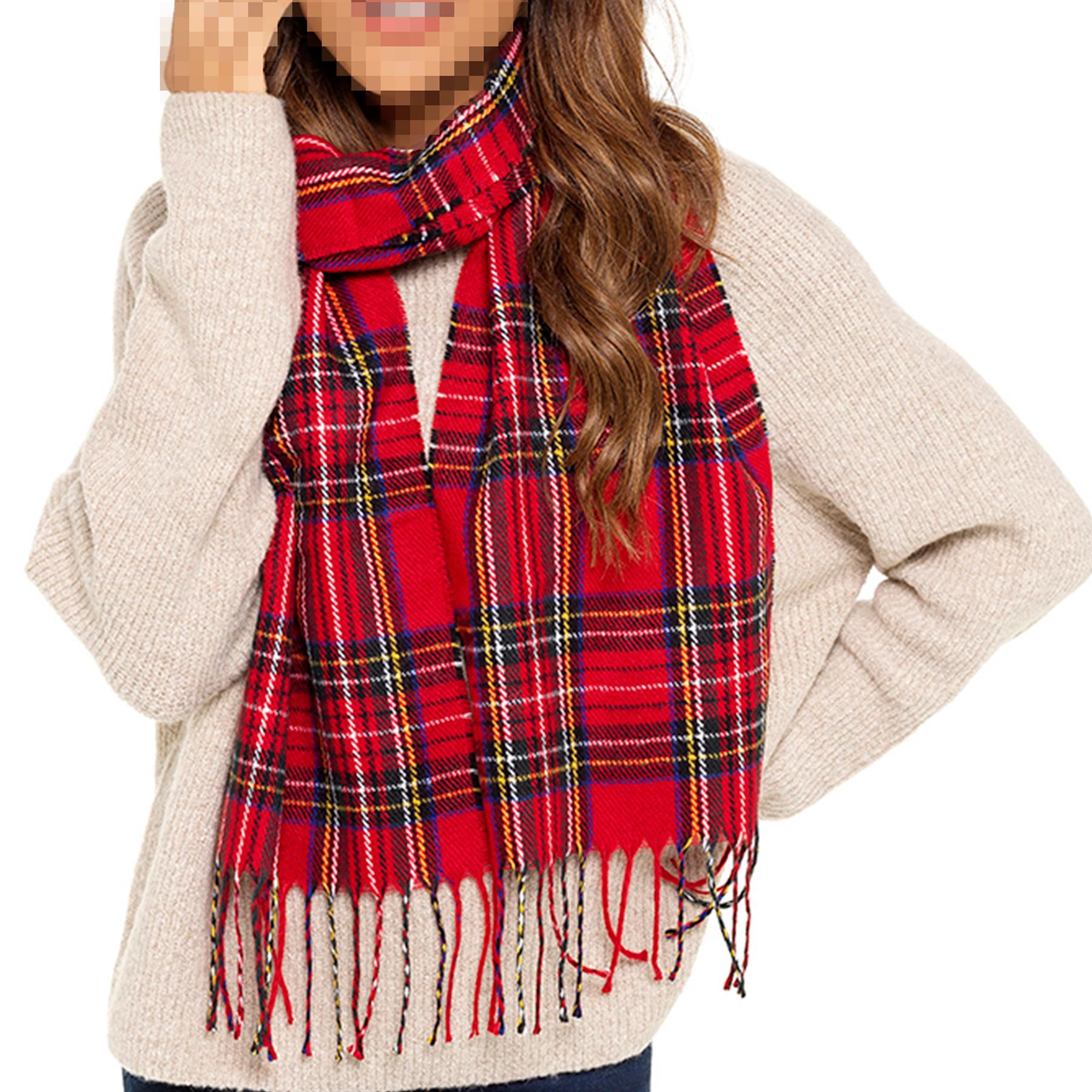 A2Z Ladies Checked Scarf Women Tartan Scarve with Tassels Ring Scarfs Warm Shawl