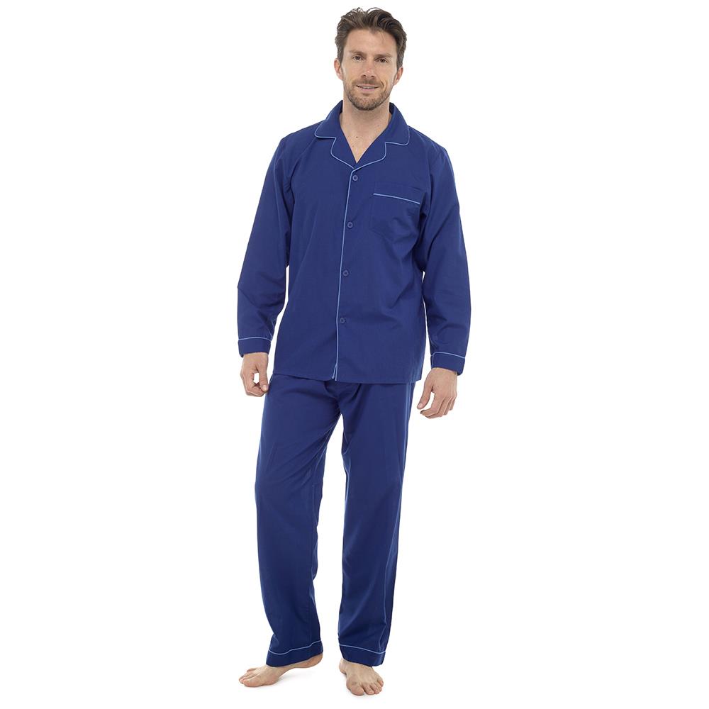 Men's Traditional Pyjama Set Button Through Contrast Sleepwear Loungewear Dress