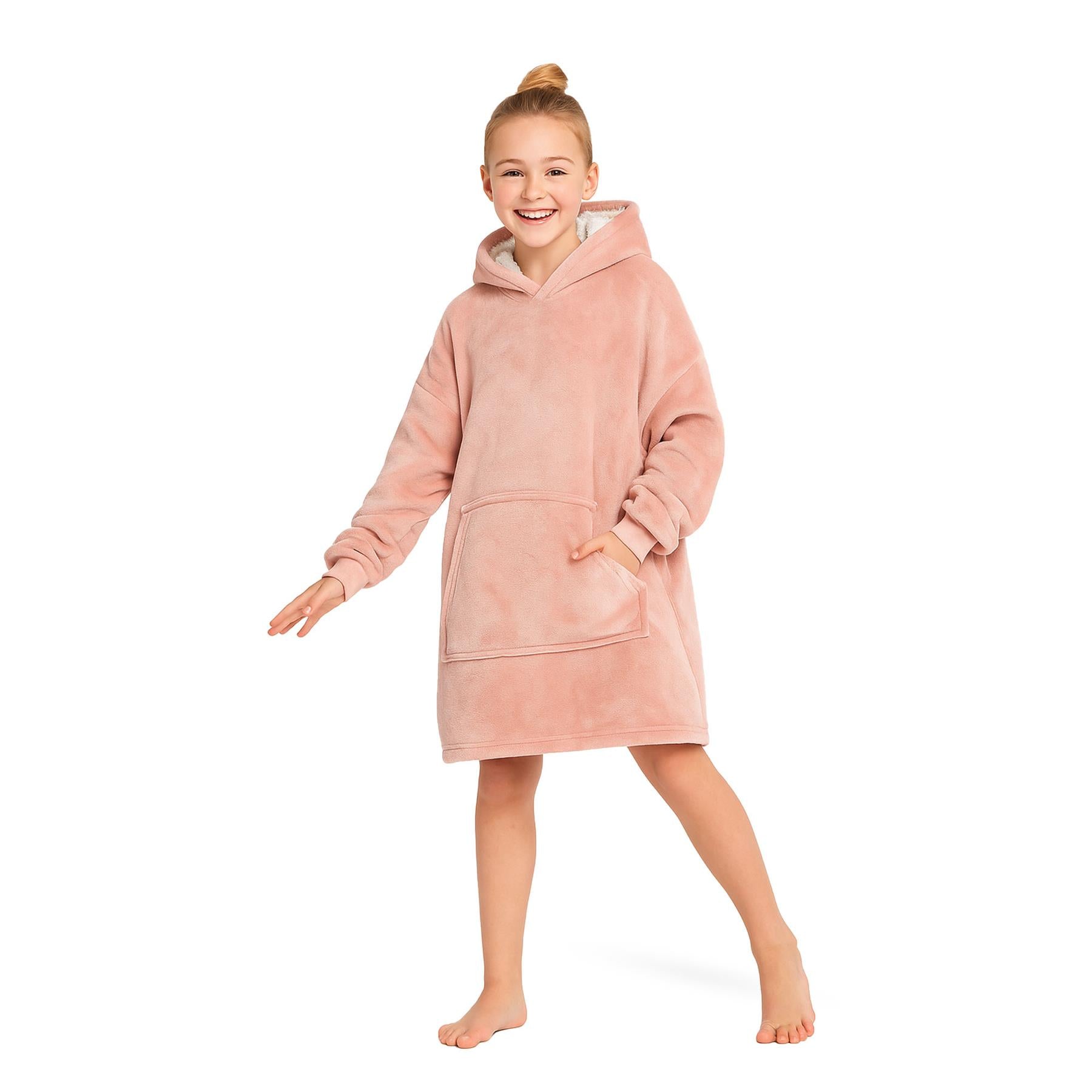 Kids Girls Boys Ultra Soft Oversized Hoodie Snuggle Plush Sherpa Fleece Lining