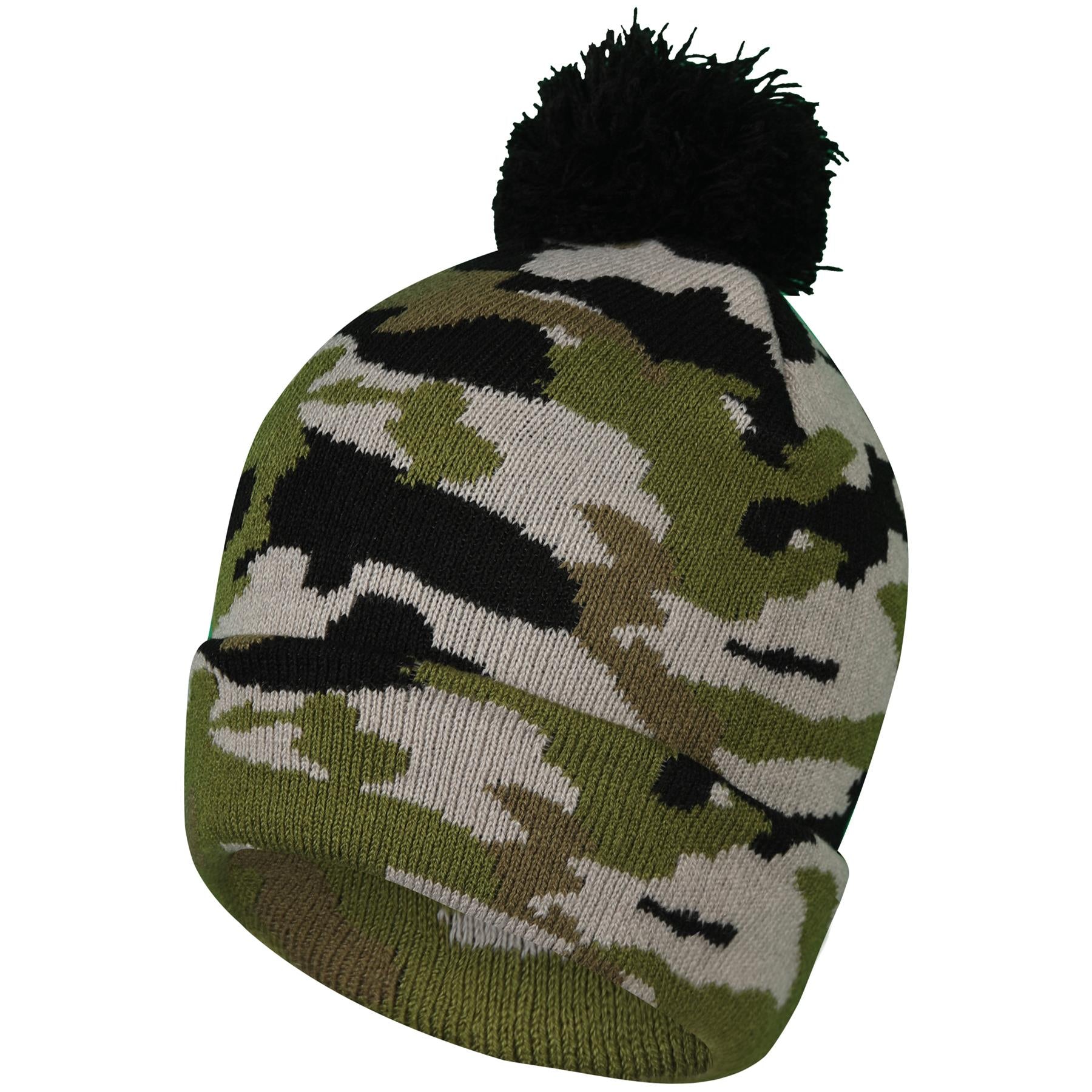 Kids Boys Camouflage Hat Knitted Bobble Baenie Pom Pom Soft Warm Cosy Winter Hat