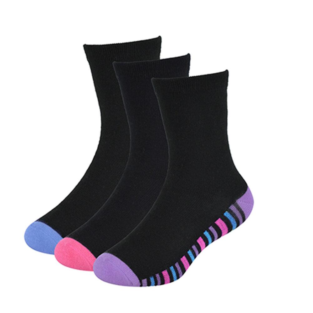 Kids Girls Bamboo Heel And Toe Striped Socks Pack of 3 Kids Footwear 2-10 Yr