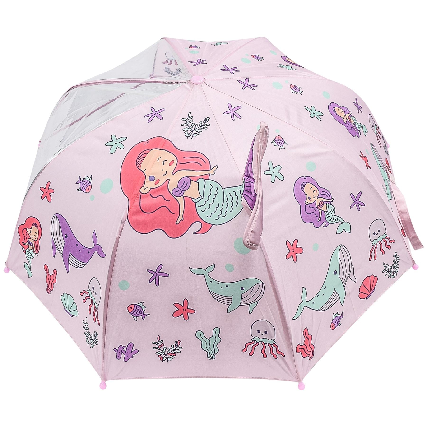 A2Z 4 Kids Girls Stick Umbrella Walking Umbrellas Waterproof Mermaid Brolly 71cm