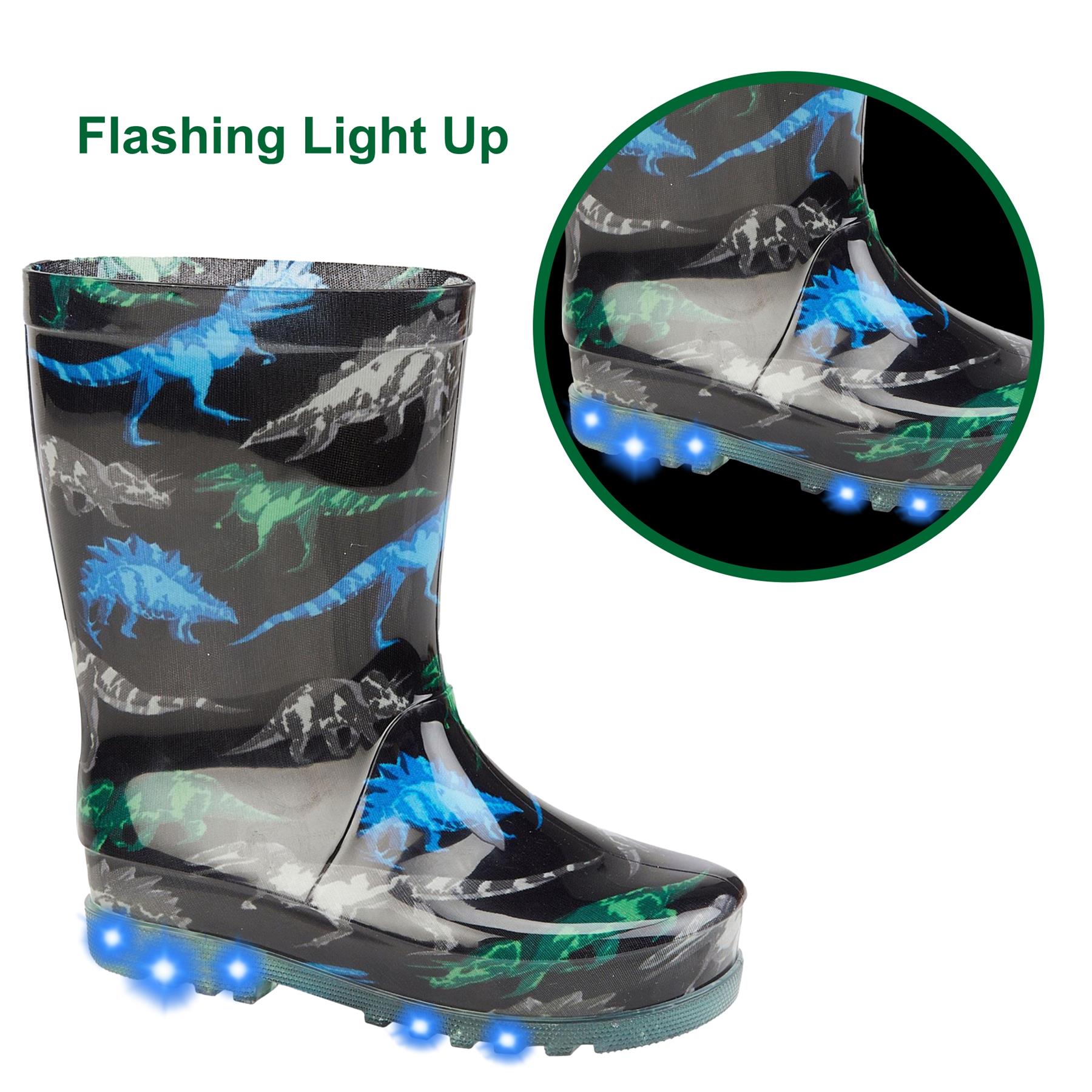 Kids Girls Boys Light Up Anti-Skid Waterproof Rubber Wellies Wellington Boots