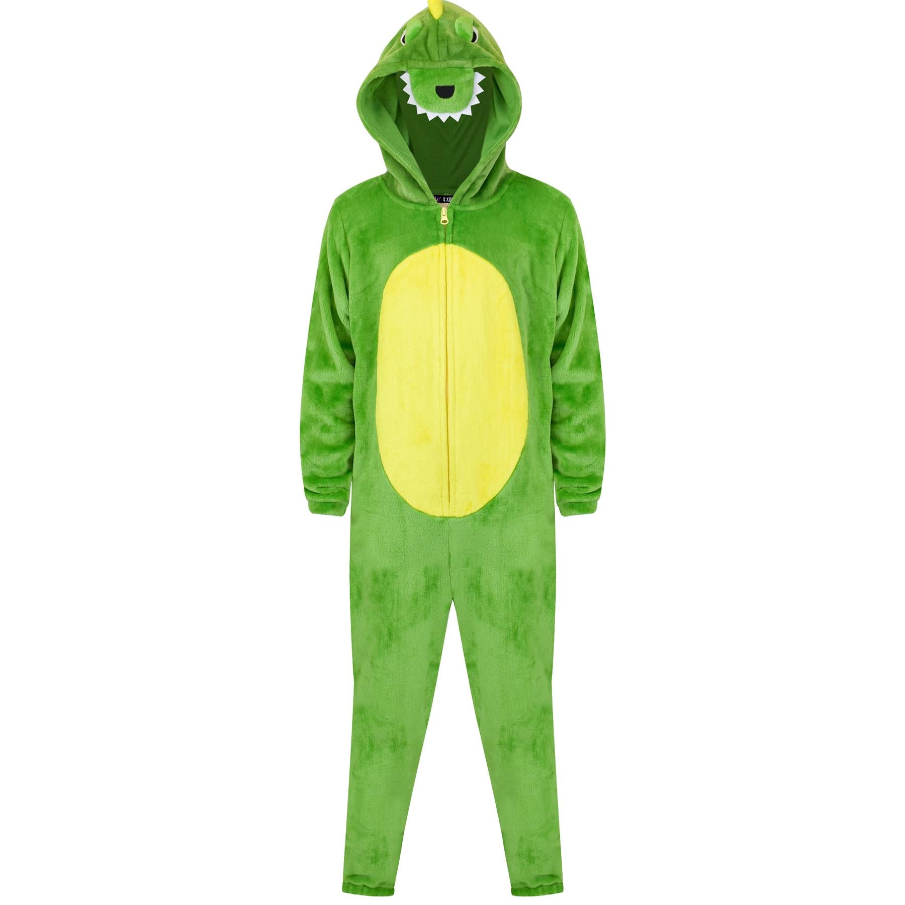 Unisex Crocodile Onesie Animal Face Jumpsuits Playsuit One Piece Pyjama 3-14 Yrs