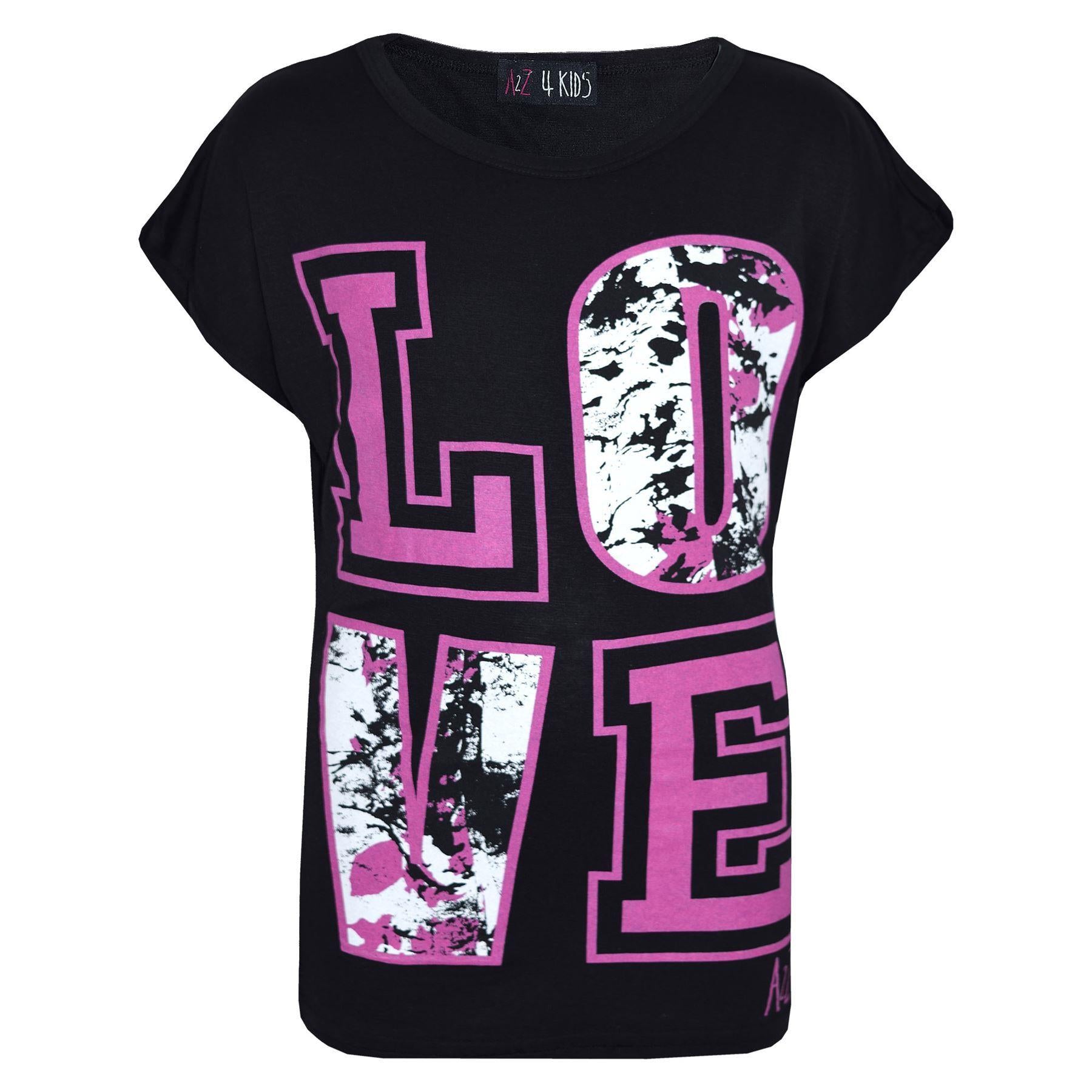 Kids Girls Top LOVE Splash Print Stylish Fashion T Shirt Top New Age 7-13 Years