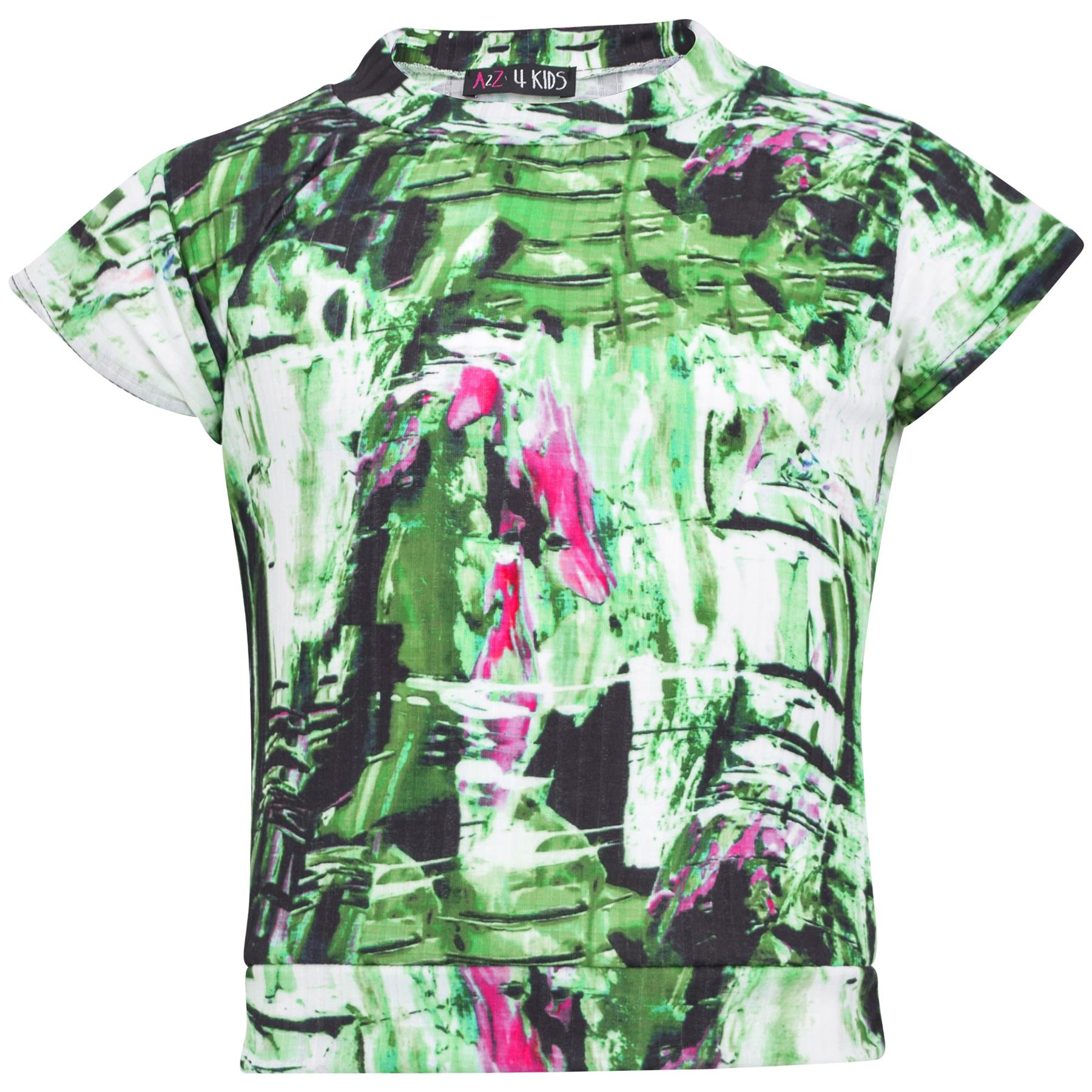 Girls Top Kids Short Sleeves Crop Top Tie Dye Print T Shirt Top & Shorts Set