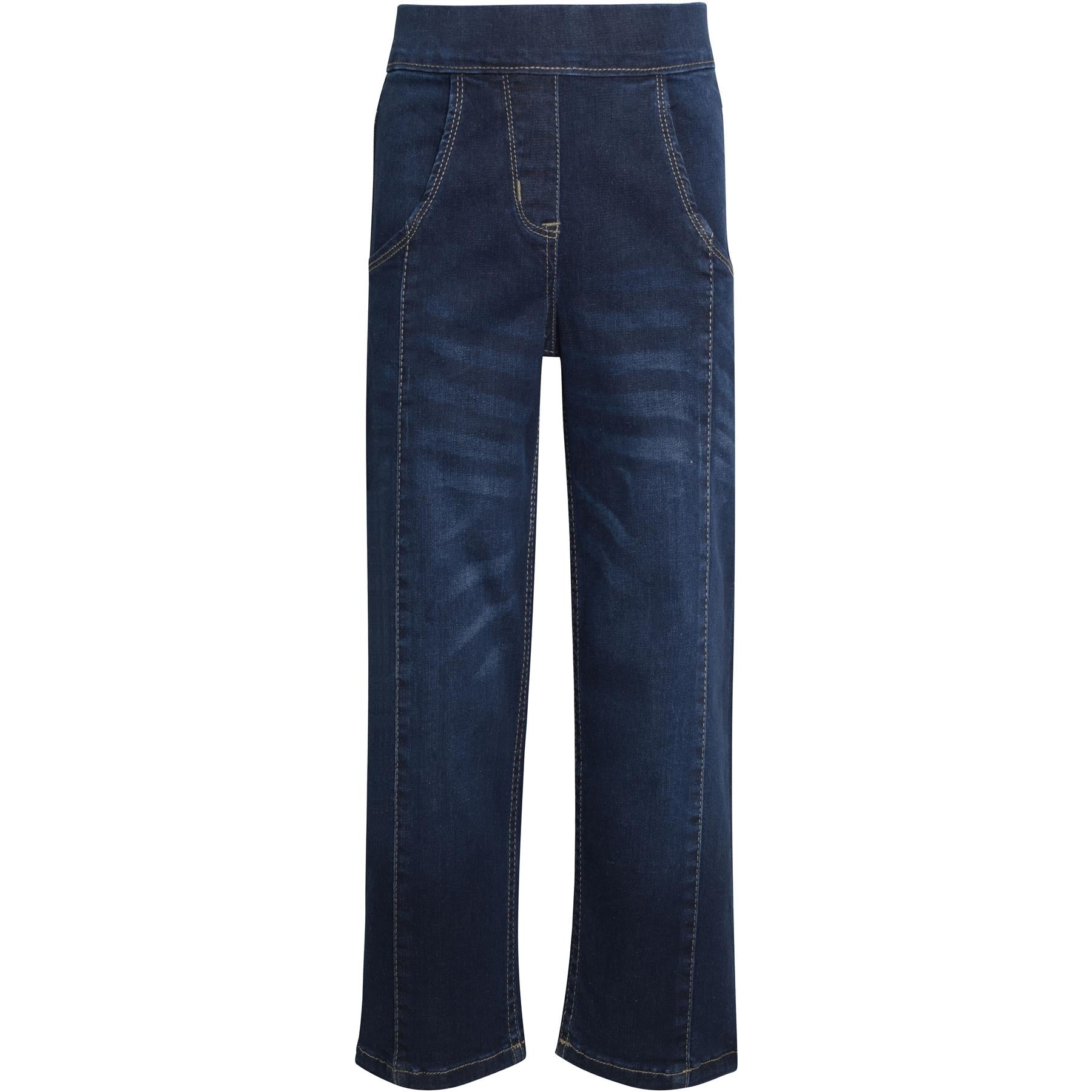 Kids Girls Relaxed Straight Fit Boot Cut Dark Blue Jeans