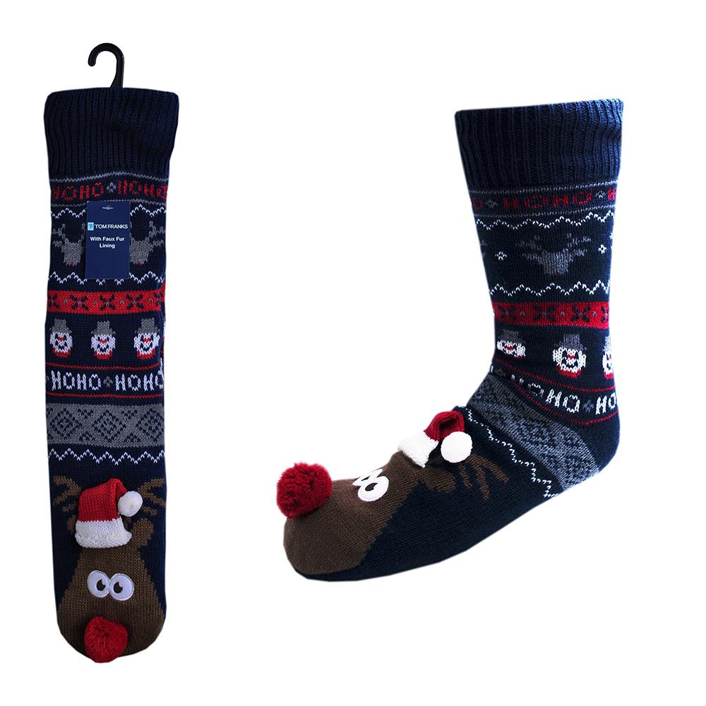 A2Z Mens Christmas 3D Reindeer Socks Winter Warm Comfortable Men Slipper Socks