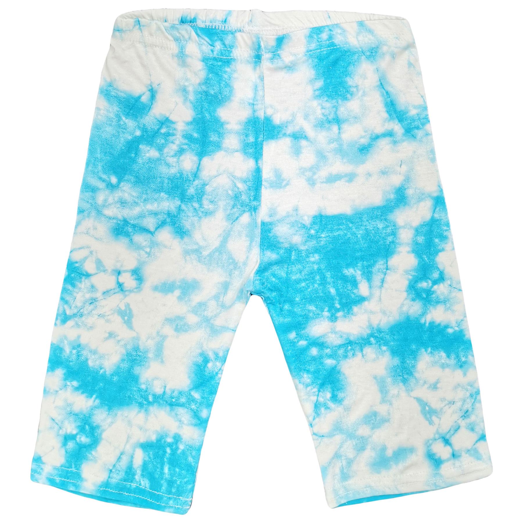 Kids Girls Cycling Shorts Tie Dye Print Gym Summer Short Knee Length Half Pants